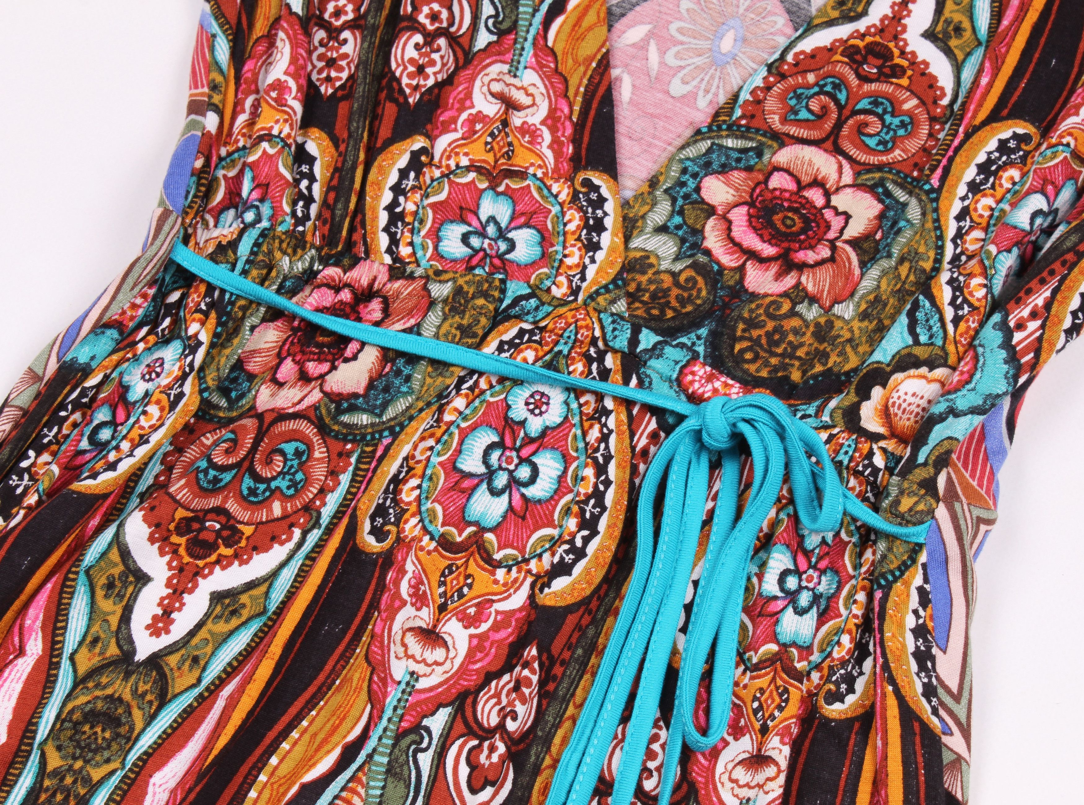 Desigual × Vintage Desigual Boho Y2K V-neck Short Sleeve Floral Dress Size M / US 6-8 / IT 42-44 - 7 Thumbnail