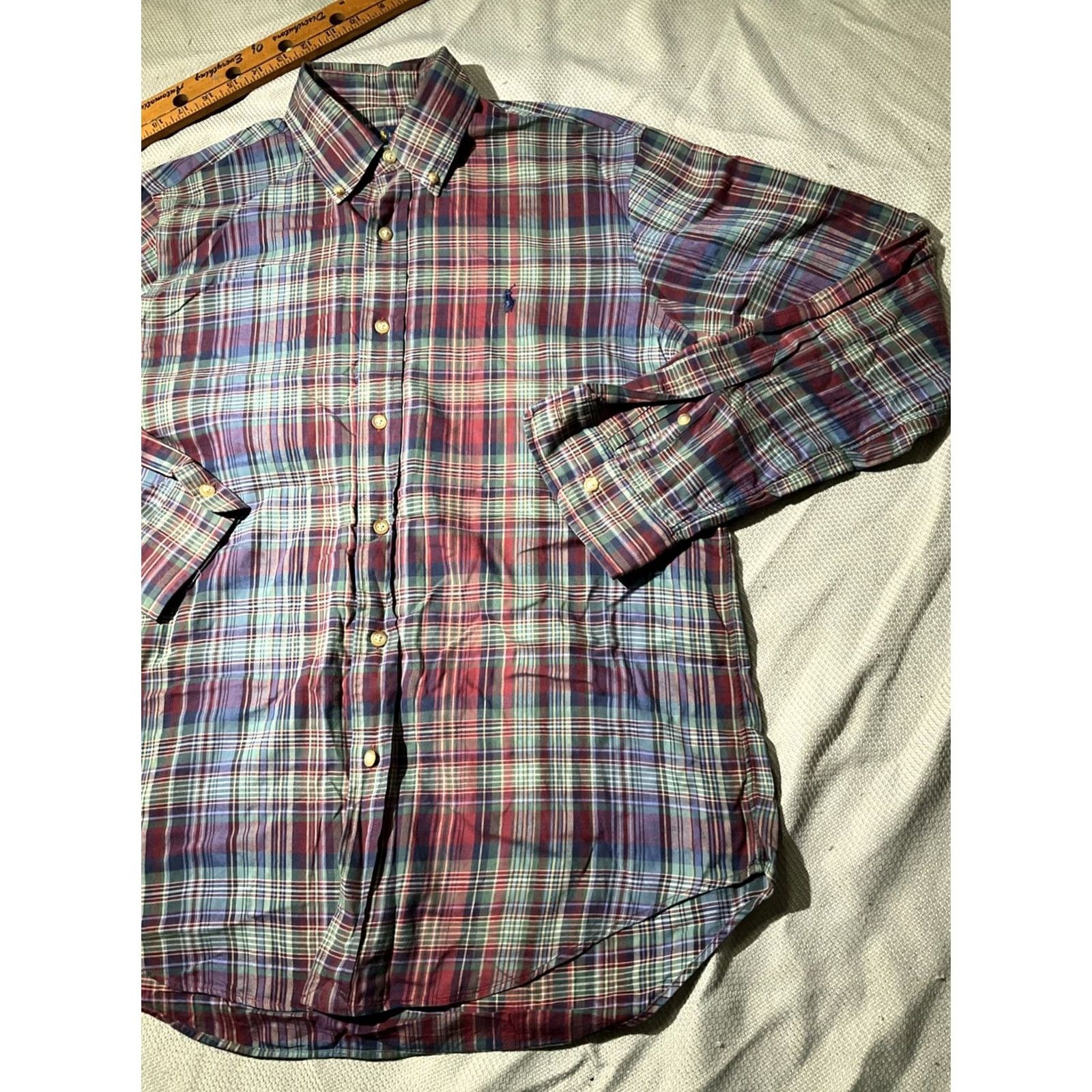 Polo Ralph Lauren Ralph Lauren Shirt Mens Medium Multicolor Madras Button Preppy Pony Oxford Shirt Long Sleeve Button-Up Collared Classic Polo Ralph Lauren Mens Shirt Size US M / EU 48-50 / 2 - 5 Thumbnail