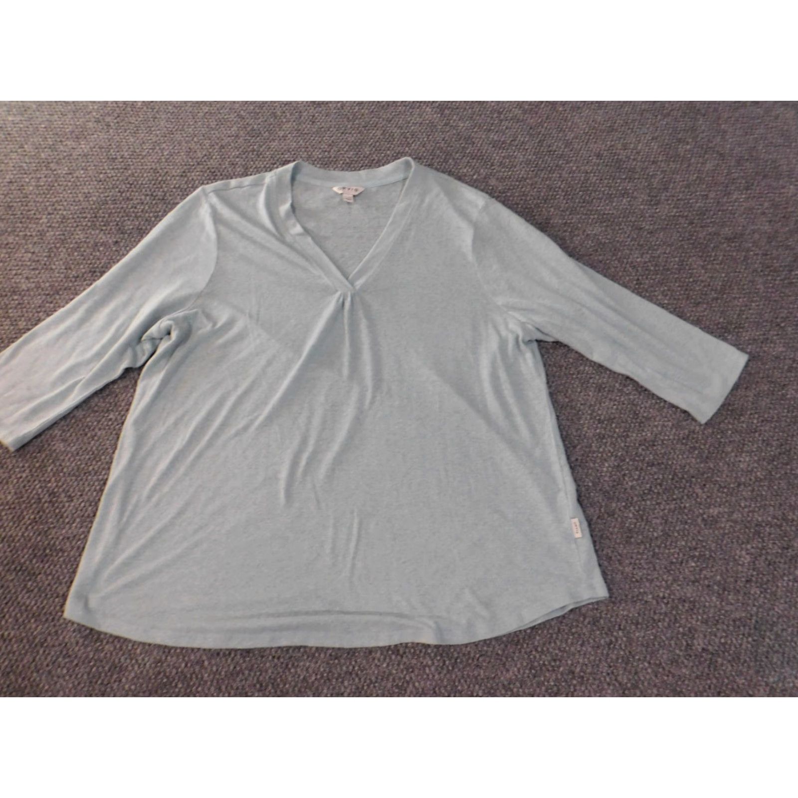 Orvis Orvis Blouse Shirt Women 2XL Blue Linen Knit V-Neck Pullover Casual Stretch Classic Regular Size XXL / US 16-18 / IT 52-54 - 3 Thumbnail