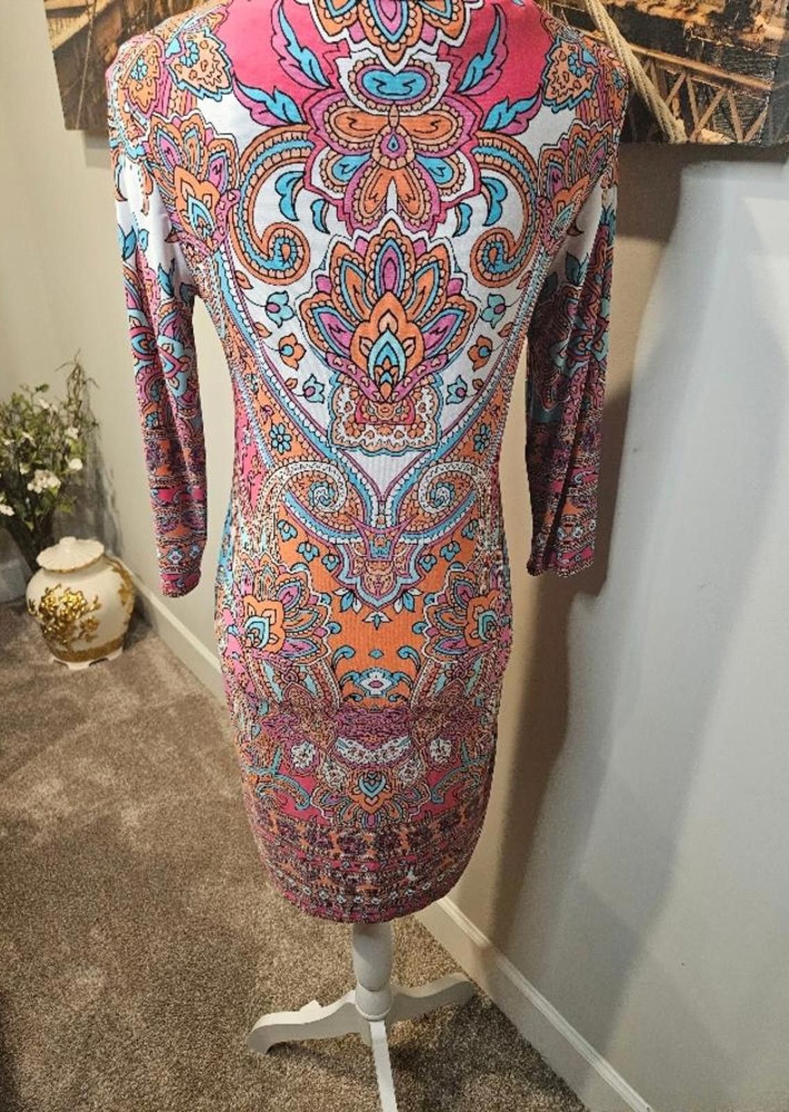 Designer Tiana B Vibrant Print Dress - Bohemian Style H115 Size S / US 4 / IT 40 - 4 Thumbnail