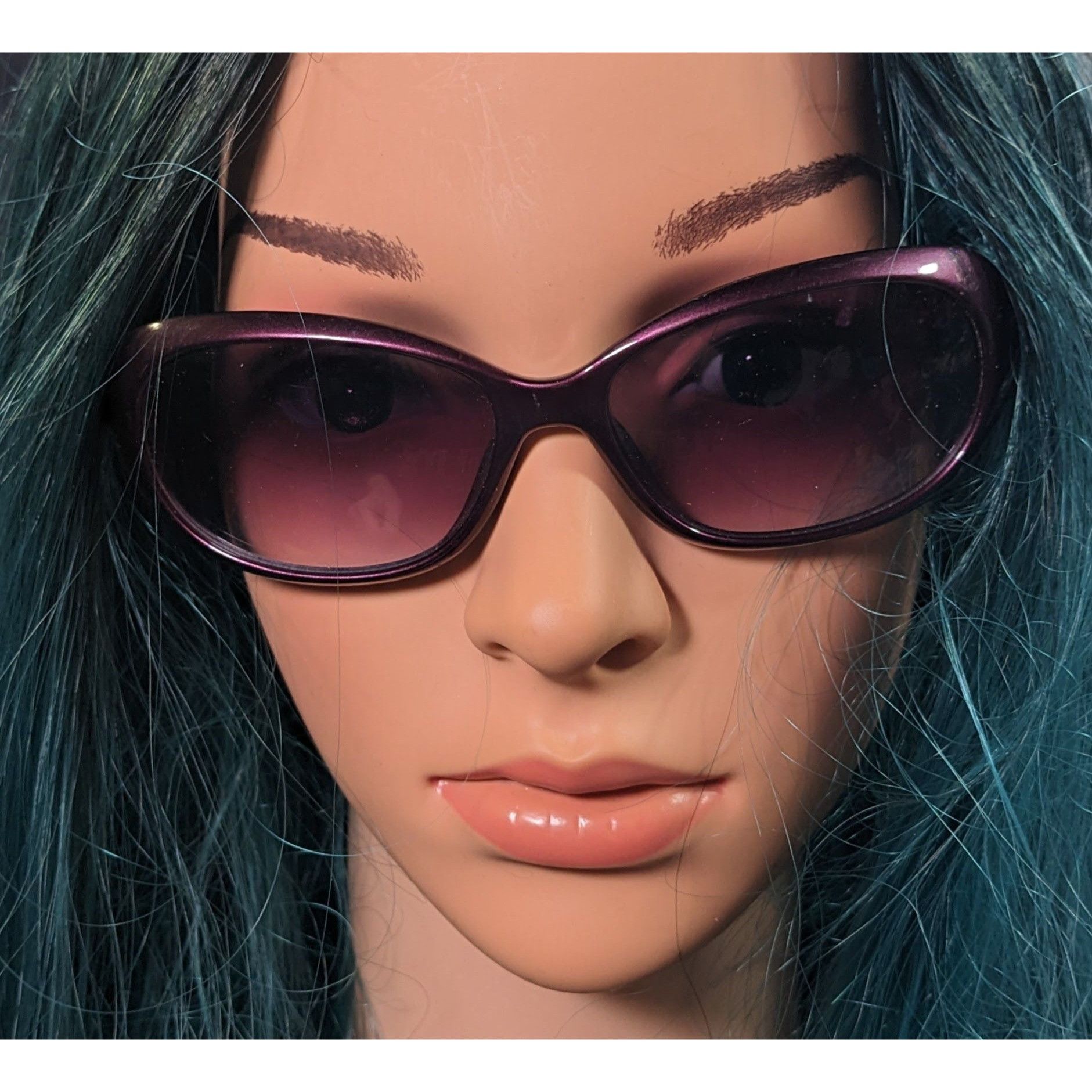 Other Kay Unger New York Metallic Purple With White Accents Sungla Size ONE SIZE - 8 Thumbnail