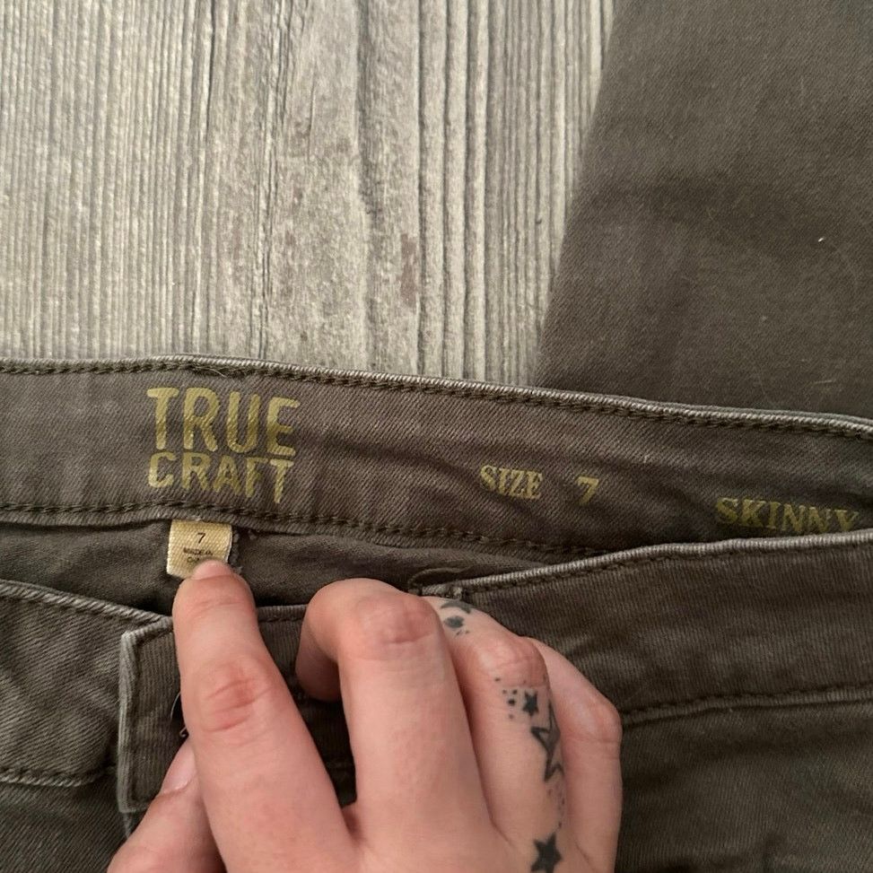 Other true craft army green skinny jeans black side lace Size 27" / US 4 / IT 40 - 2 Thumbnail