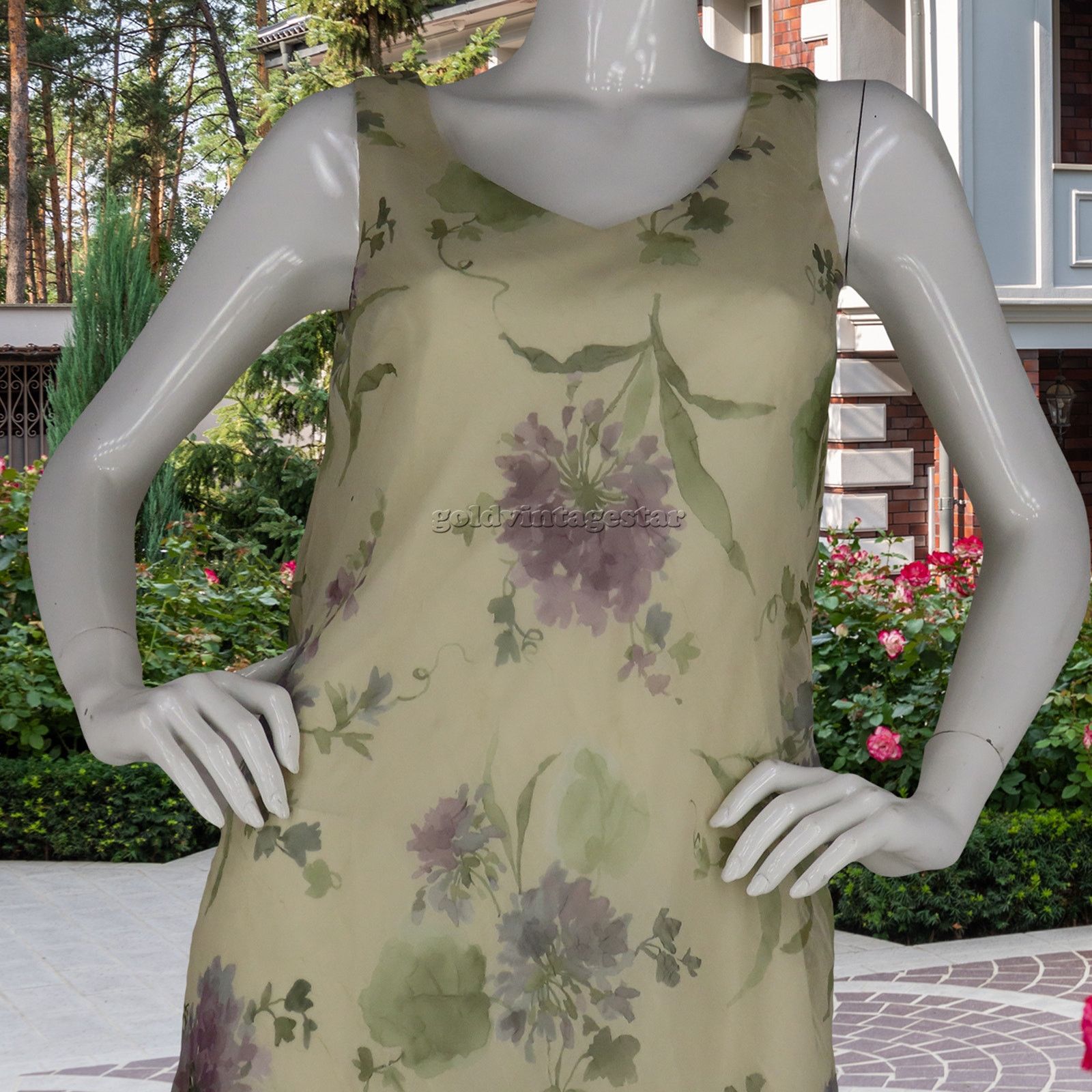 Vintage Ursula of Switzerland Chiffon Flower Print Formal Dress USA Size M / US 6-8 / IT 42-44 - 1 Thumbnail