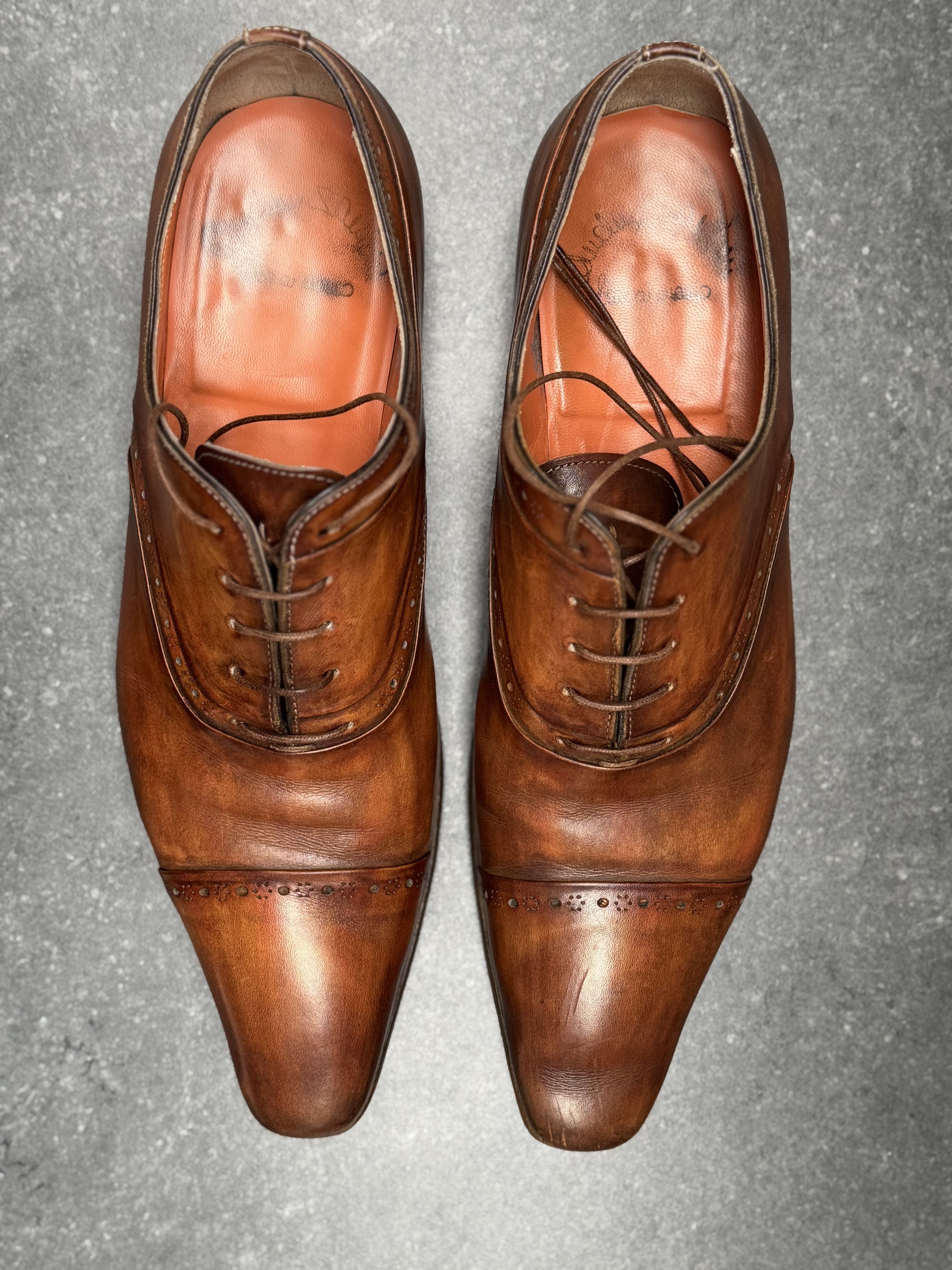 Santoni Men's brown leather lace-up shoe Size US 11.5 / EU 44-45 - 3 Thumbnail