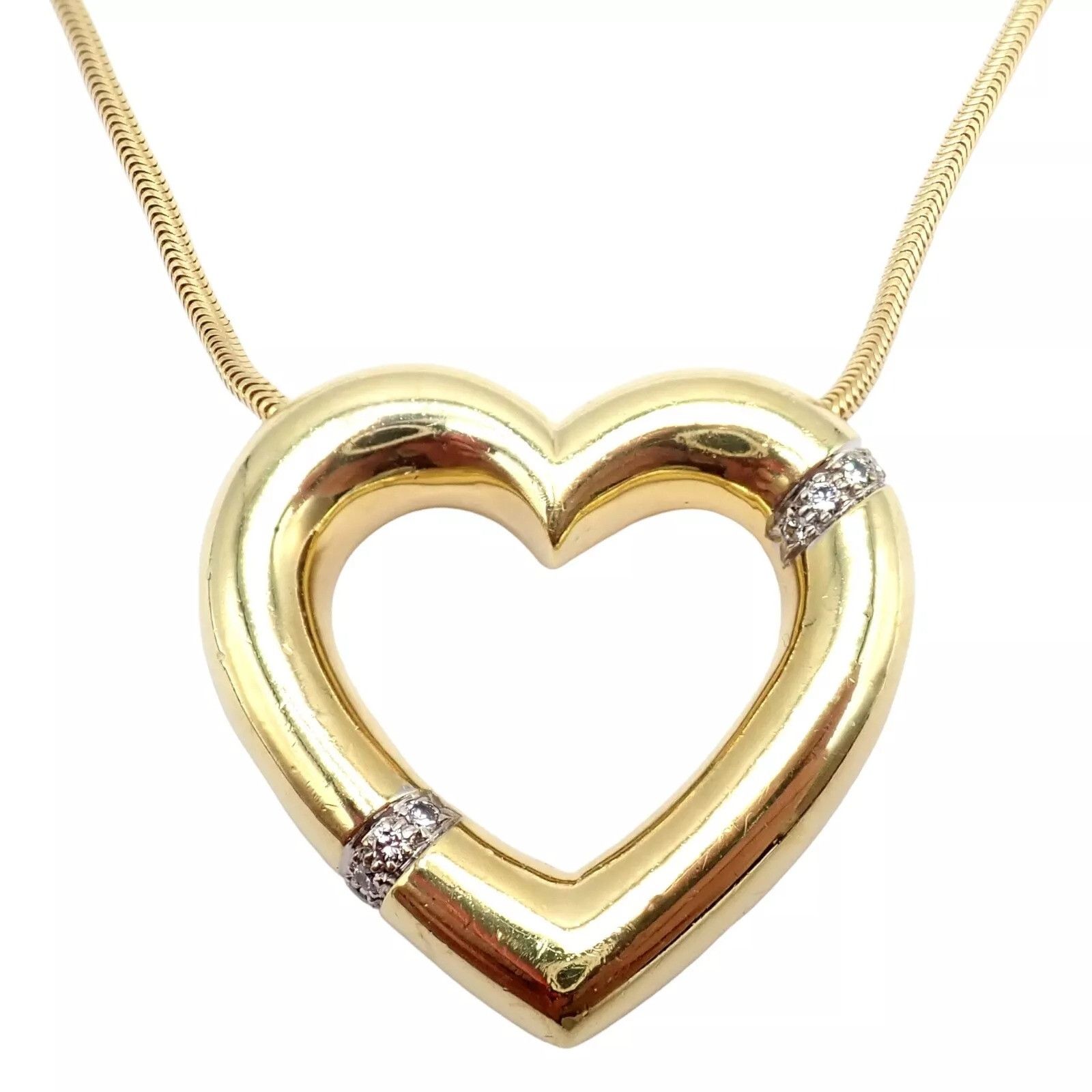 Tiffany & Co. Tiffany & Co 18k Yellow Gold Diamond Large Heart Necklace Size ONE SIZE - 10 Thumbnail