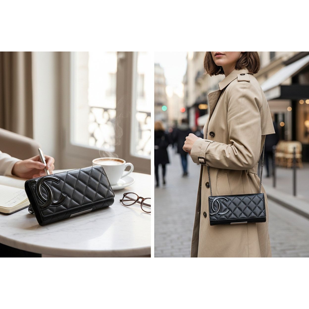Chanel Calfskin Quilted Cambon Gusset Flap Wallet Black Size ONE SIZE - 2 Thumbnail