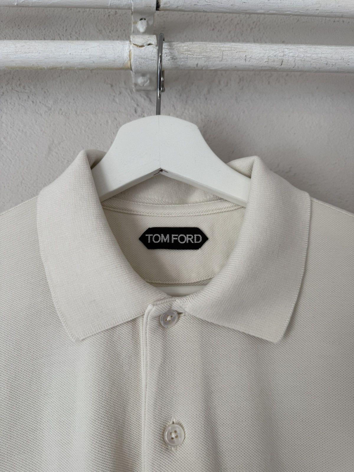 Tom Ford Tom Ford Classic Ivory Piqué Polo Shirt Size US M / EU 48-50 / 2 - 3 Thumbnail