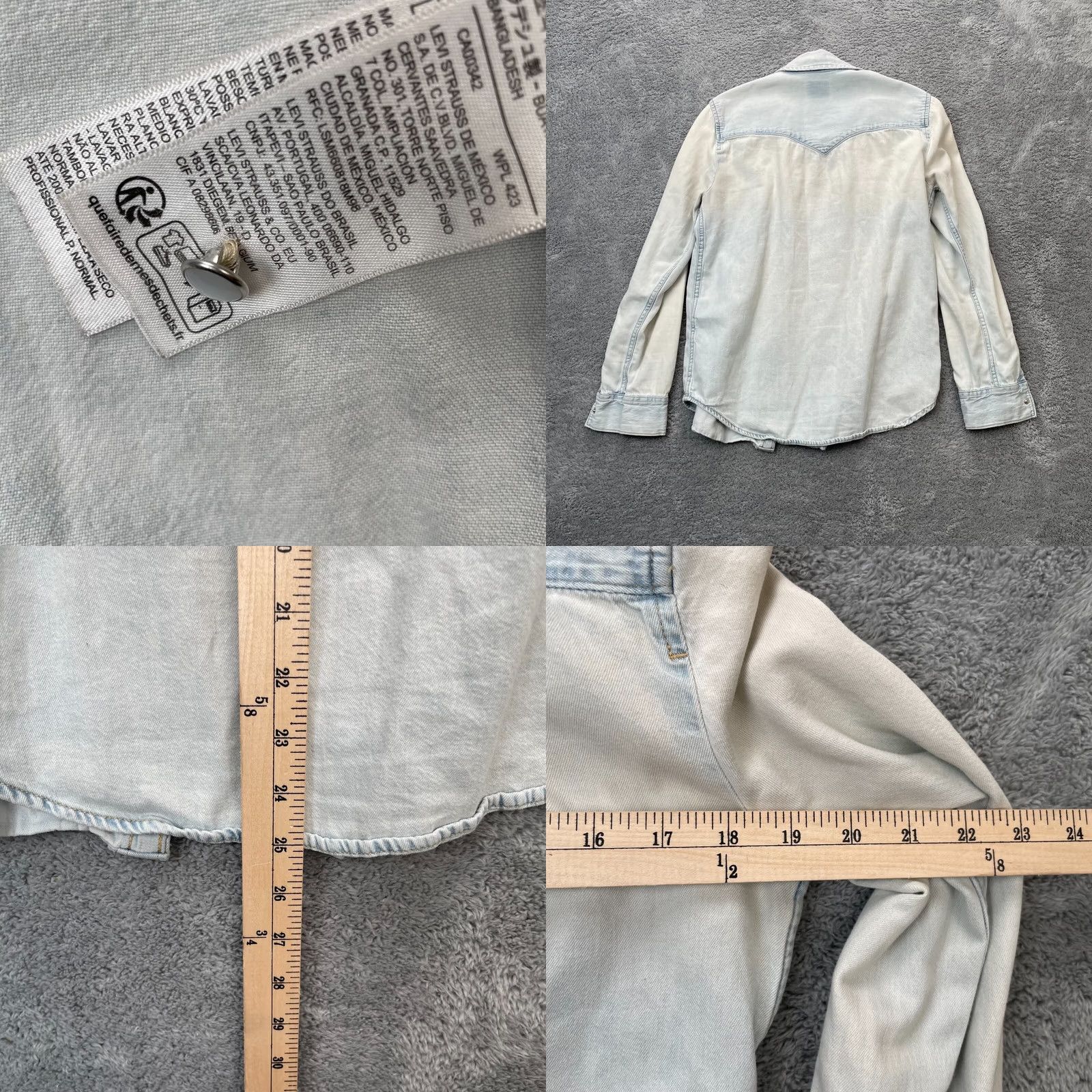 Levi's Levi's Shirt Womens Small Blue Denim Western Pockets Pearl Snap Cowboy Wash Fade Size S / US 4 / IT 40 - 8 Thumbnail