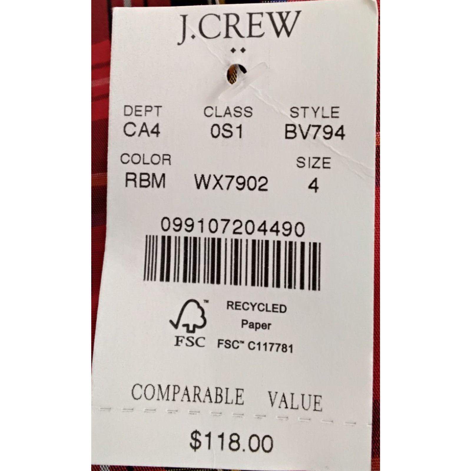J.Crew J. Crew Midi Dress Women's 4 Red Tartan Plaid NWT Size S / US 4 / IT 40 - 12 Thumbnail