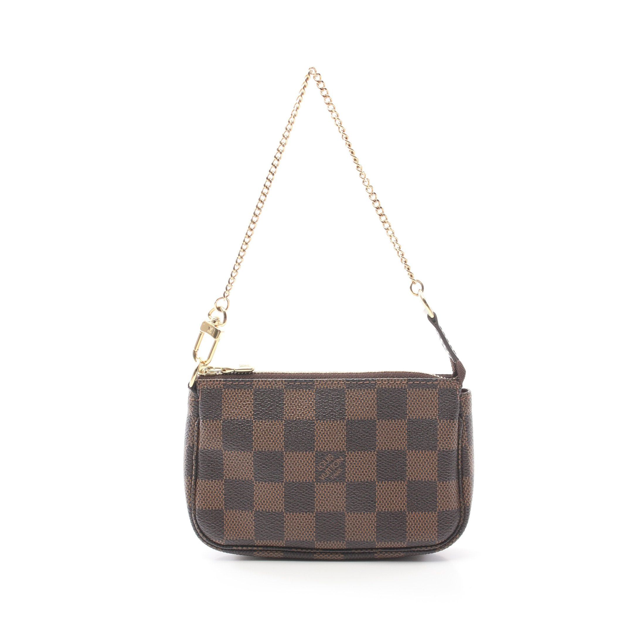 Louis Vuitton Louis Vuitton Mini Pochette Accessory Damier Ebene Chain Handbag Leather Brown Size ONE SIZE - 1 Thumbnail