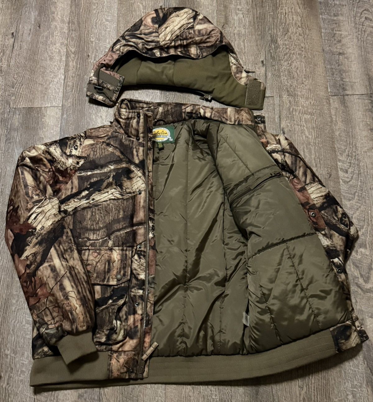 Cabelas Cabela's Camo Detachable Hooded Hunting Mossy Oak Jacket Size US M / EU 48-50 / 2 - 1 Thumbnail