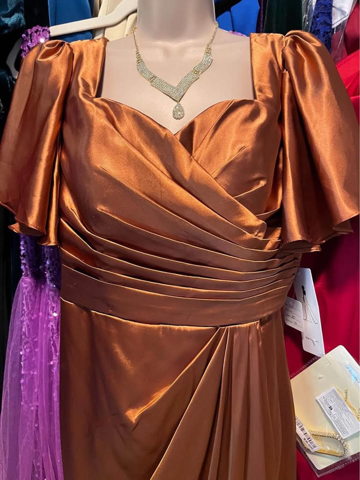 Other Dark gold/ copper colored Sz 10 satin gown Size XL / US 12-14 / IT 48-50 - 2 Thumbnail