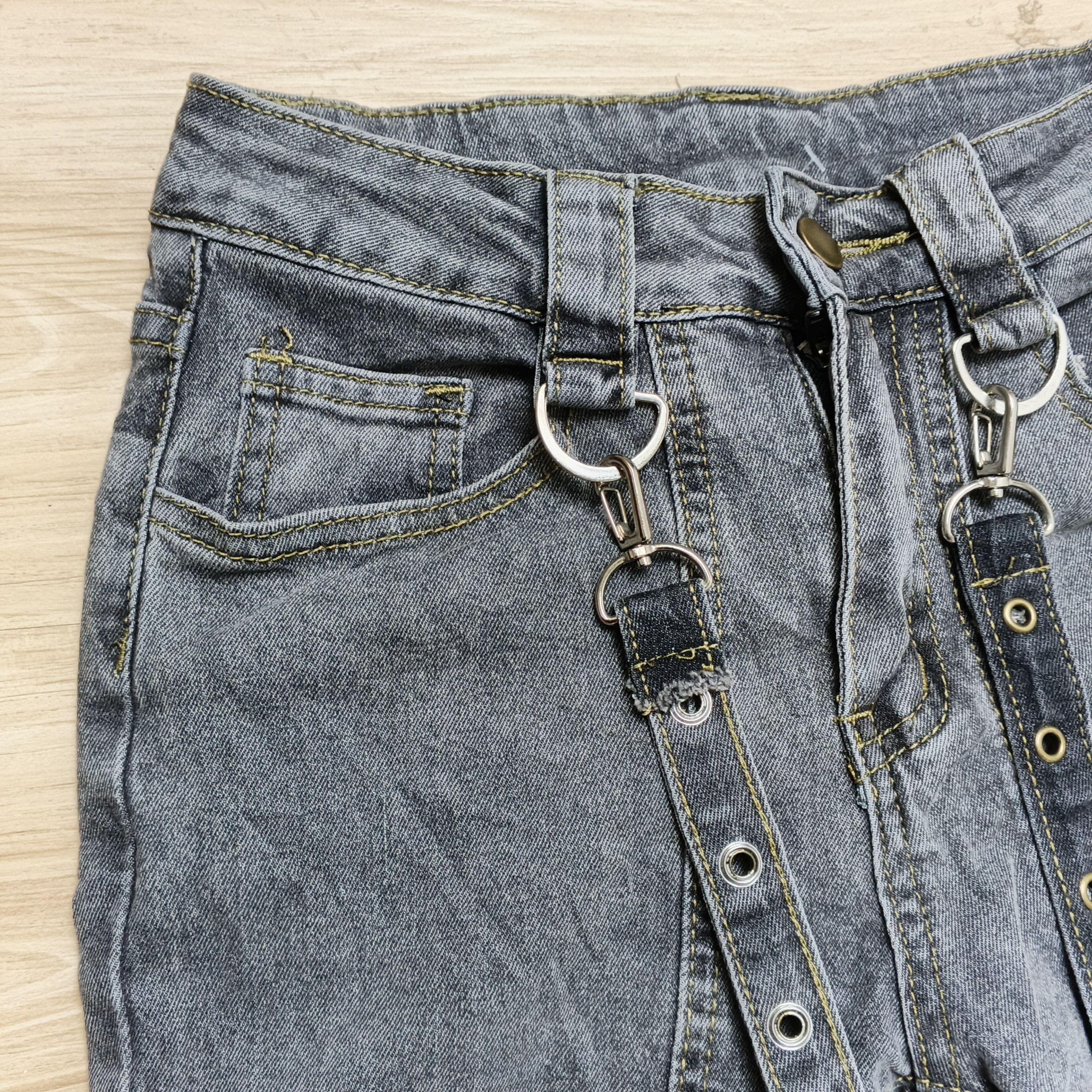 Le Grande Bleu (L.G.B.) Vintage Japanese Multi Pocket Flared Grunge Lace Jeans Size 24" / US 00 / IT 34 - 7 Thumbnail