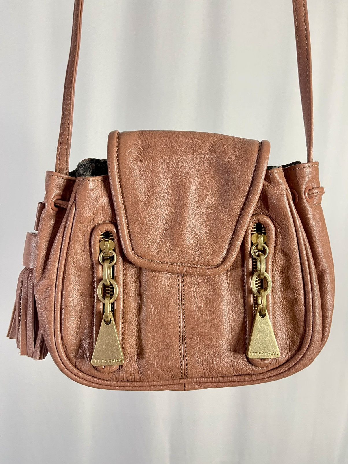See By Chloe | Mini Pink Leather Tassle Crossbody Bag Purse, Women's