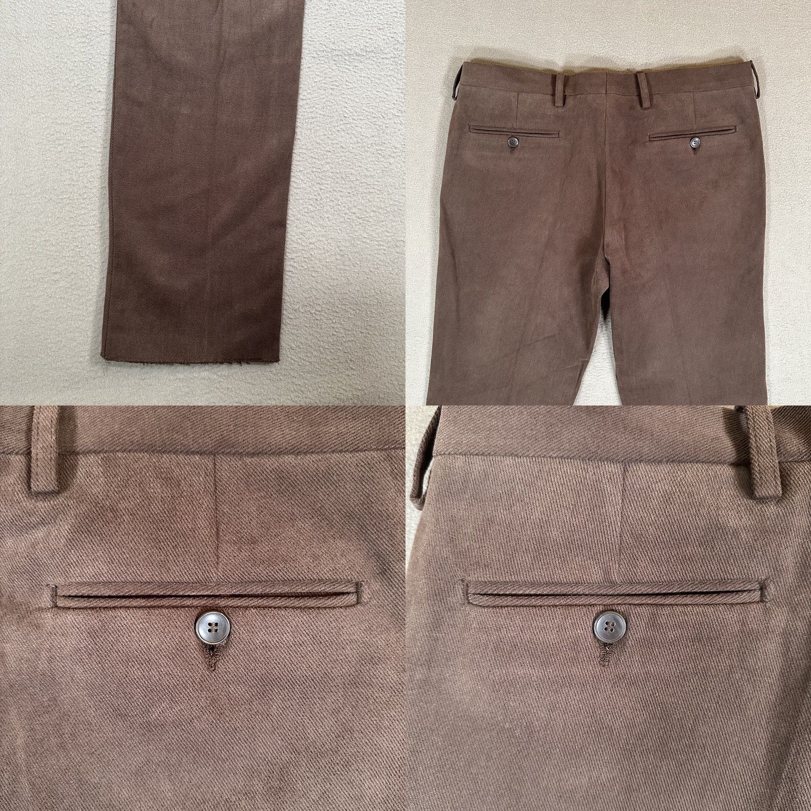 Vintage David Saddler Dress Pants Mens 50 Brown Chino Flat Front Straight Leg Dress Pants Regular 35x35 Wool Cotton Fall Spring Summer Winter Vintage No Size US 34 / EU 50 - 10 Thumbnail