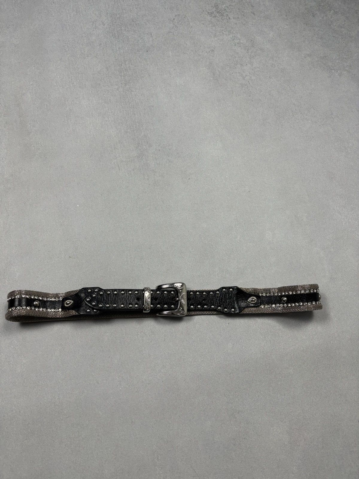 Other Berge Leather Studded Belt Rhinestone Chain Solid Brass Y2K Size ONE SIZE - 2 Thumbnail