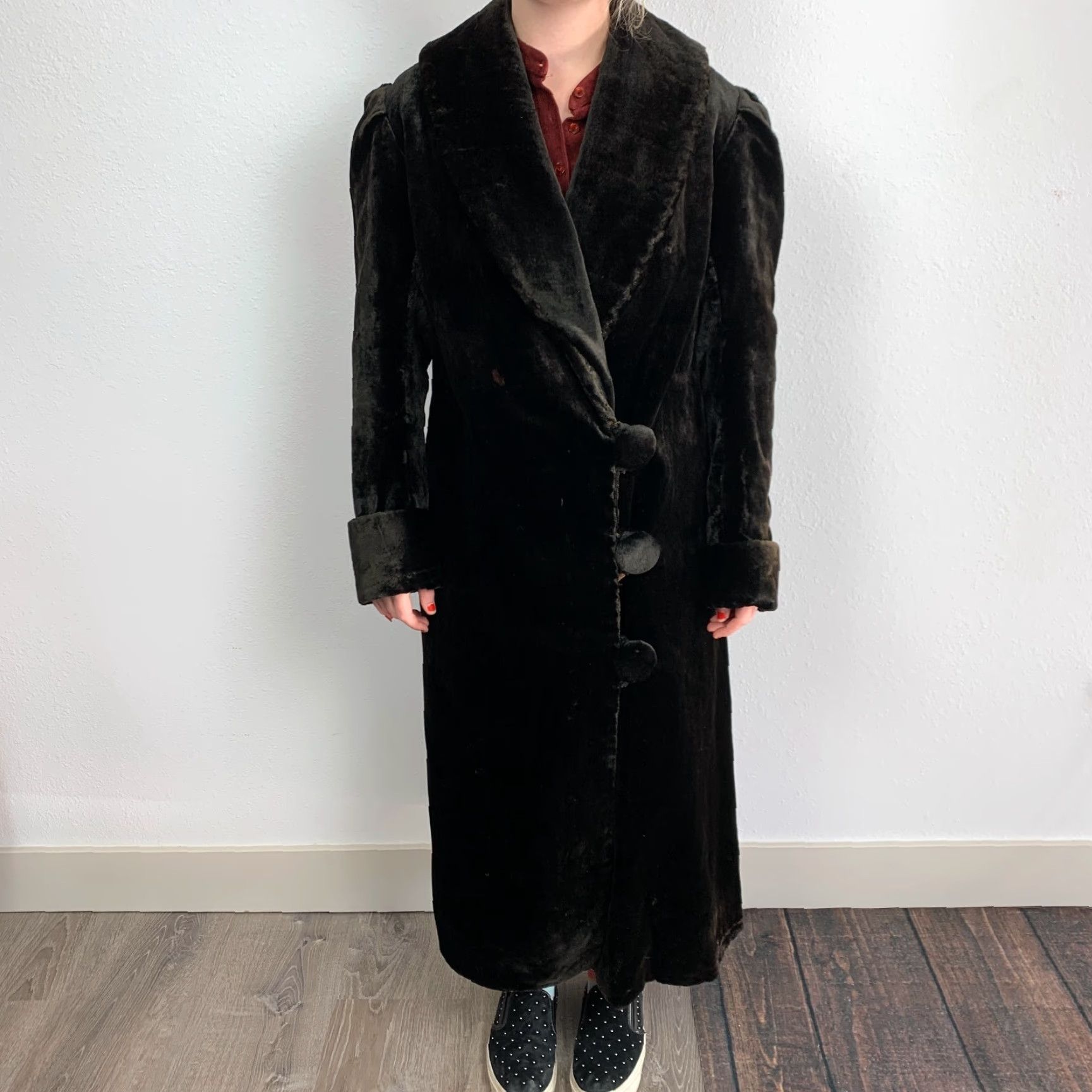 Vintage VINTAGE Marshall Field's Coat Chicago 1920s Black Velvet Overcoat S/M Velvet Coat 1920s Mens Womens Size S / US 4 / IT 40 - 6 Thumbnail