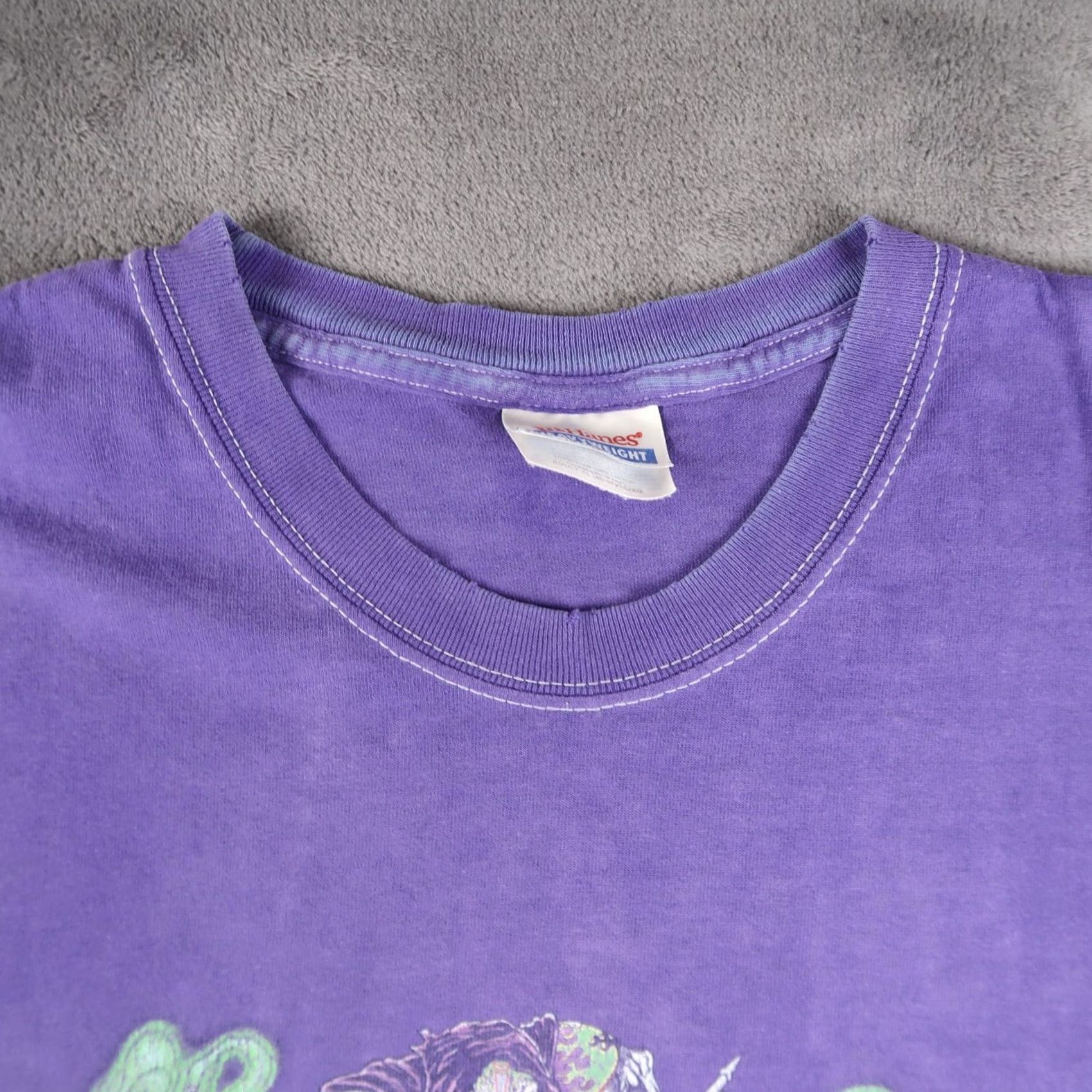 Hanes VINTAGE Grave Digger Reaper Monster Truck Racing T-Shirt Hanes XL Purple / Black Graphic Print Short Sleeve Crew Neck Men XLarge Size US XL / EU 56 / 4 - 4 Thumbnail