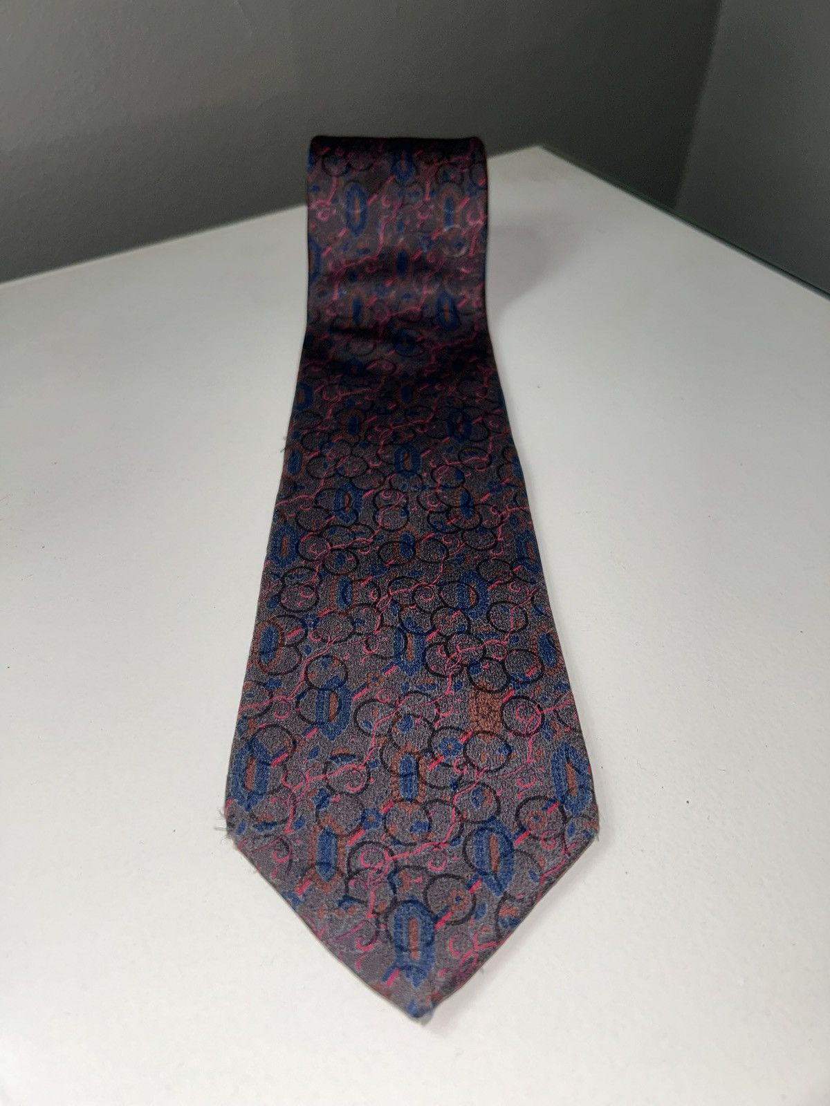 Dior Vintage Christian Dior Monsieur Blue & Red Men’s Silk Tie Size ONE SIZE - 1 Thumbnail
