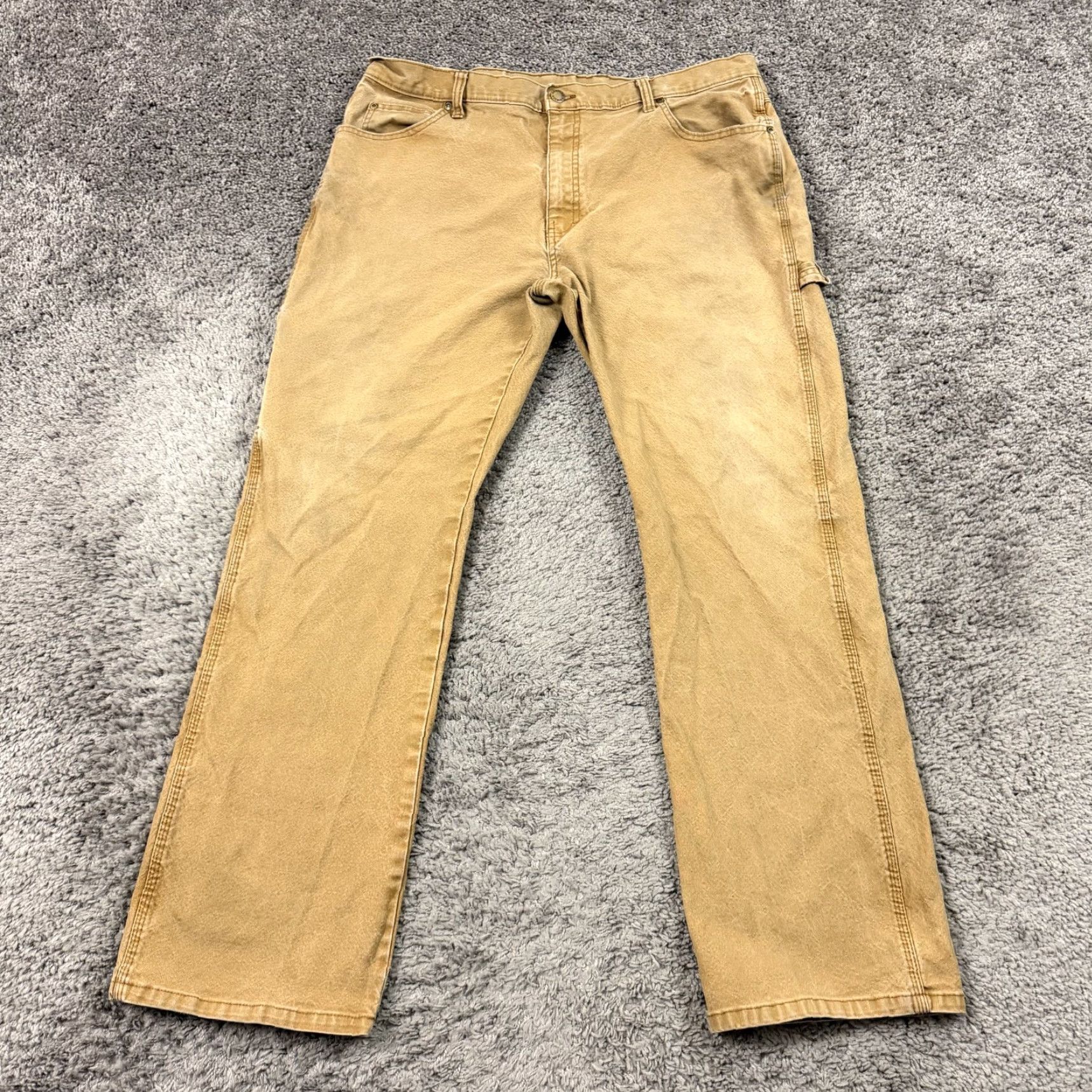 Dickies Dickies Pants 36 Brown Carpenter Canvas Mid Regular Cotton Spandex Stretch Workwear Mens Size US 33 - 2 Thumbnail