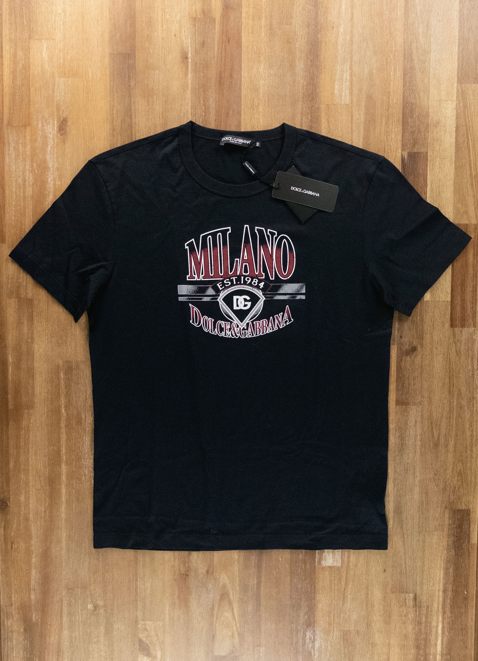 Dolce & Gabbana DOLCE & GABBANA navy blue Milano logo print t-shirt Large Size US L / EU 52-54 / 3 - 4 Thumbnail