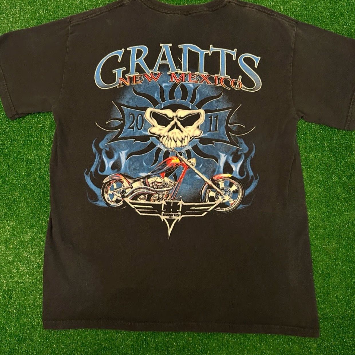 Vintage VINTAGE Grants New Mexico Skull Flames Chopper 2011 VTG Biker Bar Shirt M Black 90s Beer Punk Hip Hop Motorcycle Grunge Y2k Mens Size US M / EU 48-50 / 2 - 5 Thumbnail