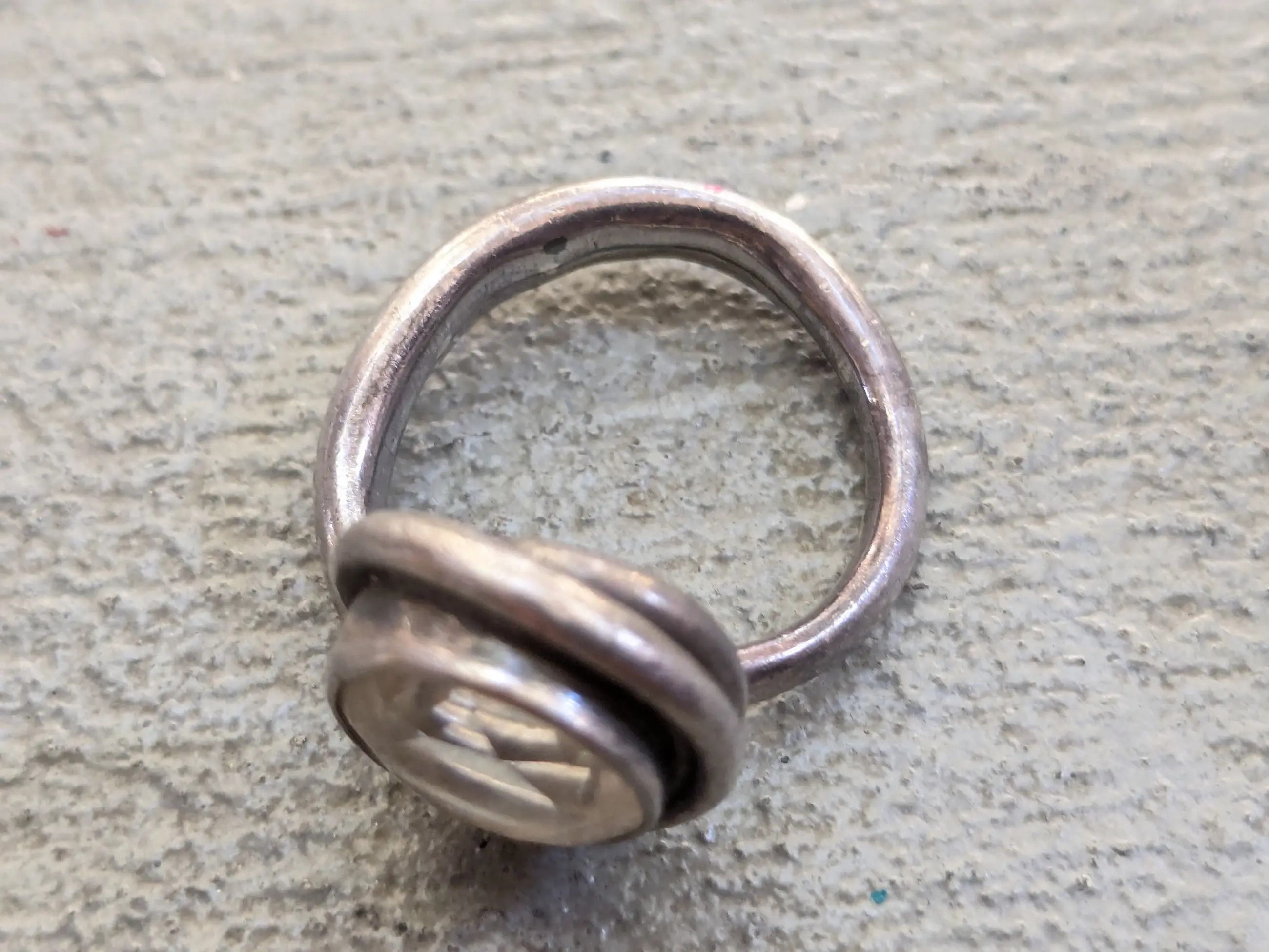 Jewelry Vintage Sterling Silver Ring 11 Glass Round Asymmetrical Size ONE SIZE - 7 Thumbnail