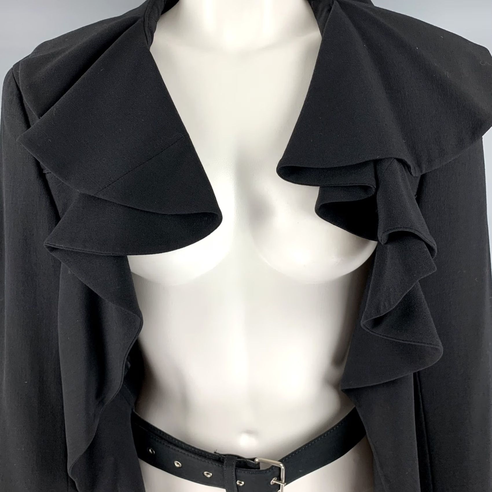 Comme des Garcons Girl COMME des GARCONS Size S Black Wool Open Front Jacket Size S / US 4 / IT 40 - 2 Thumbnail