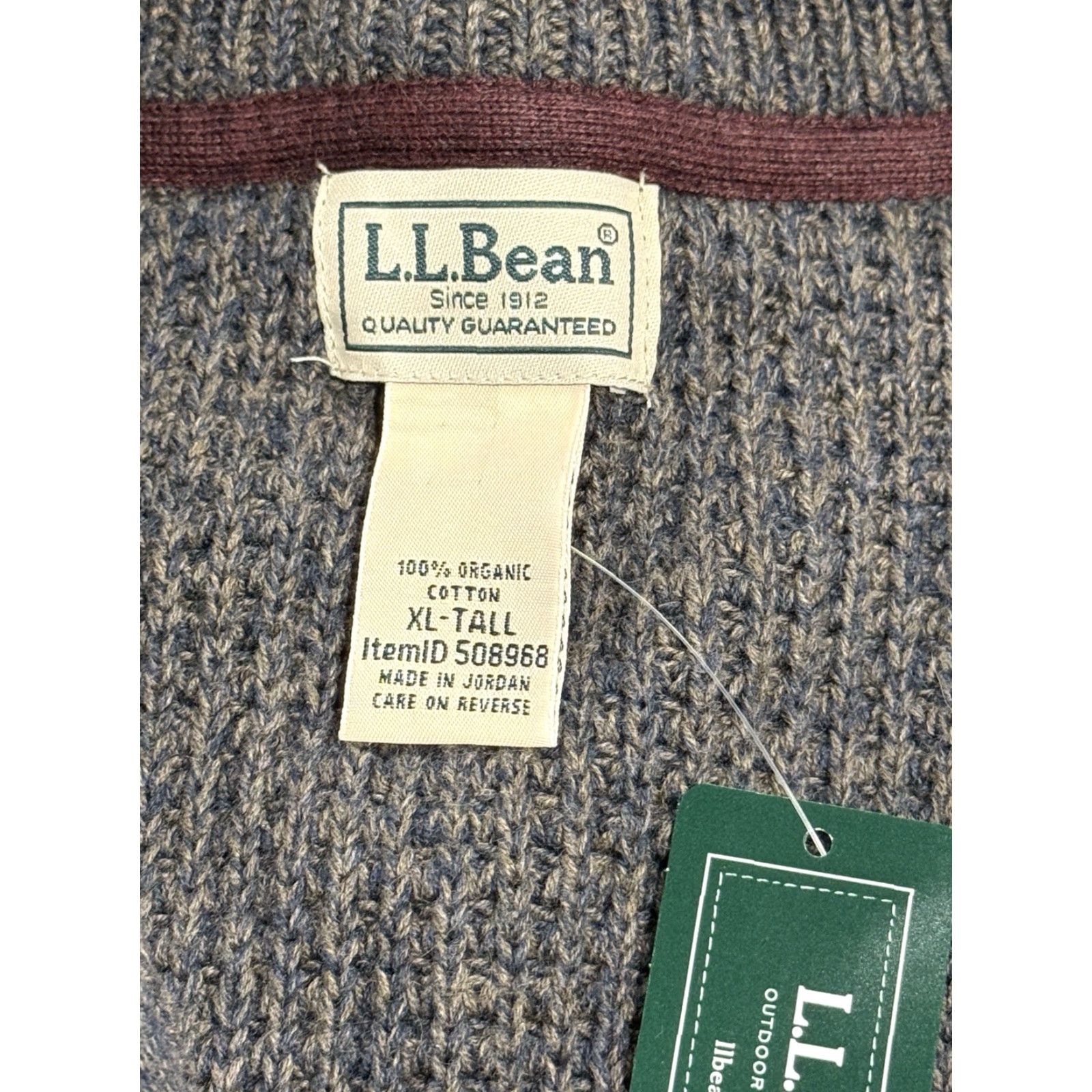 Vintage LL Bean Sweater Men XL Tall Dark Cinder Full Zip Mock Neck 100% Organic Cotton Classic Preppy Outdoor Mens Size US XL / EU 56 / 4 - 4 Thumbnail