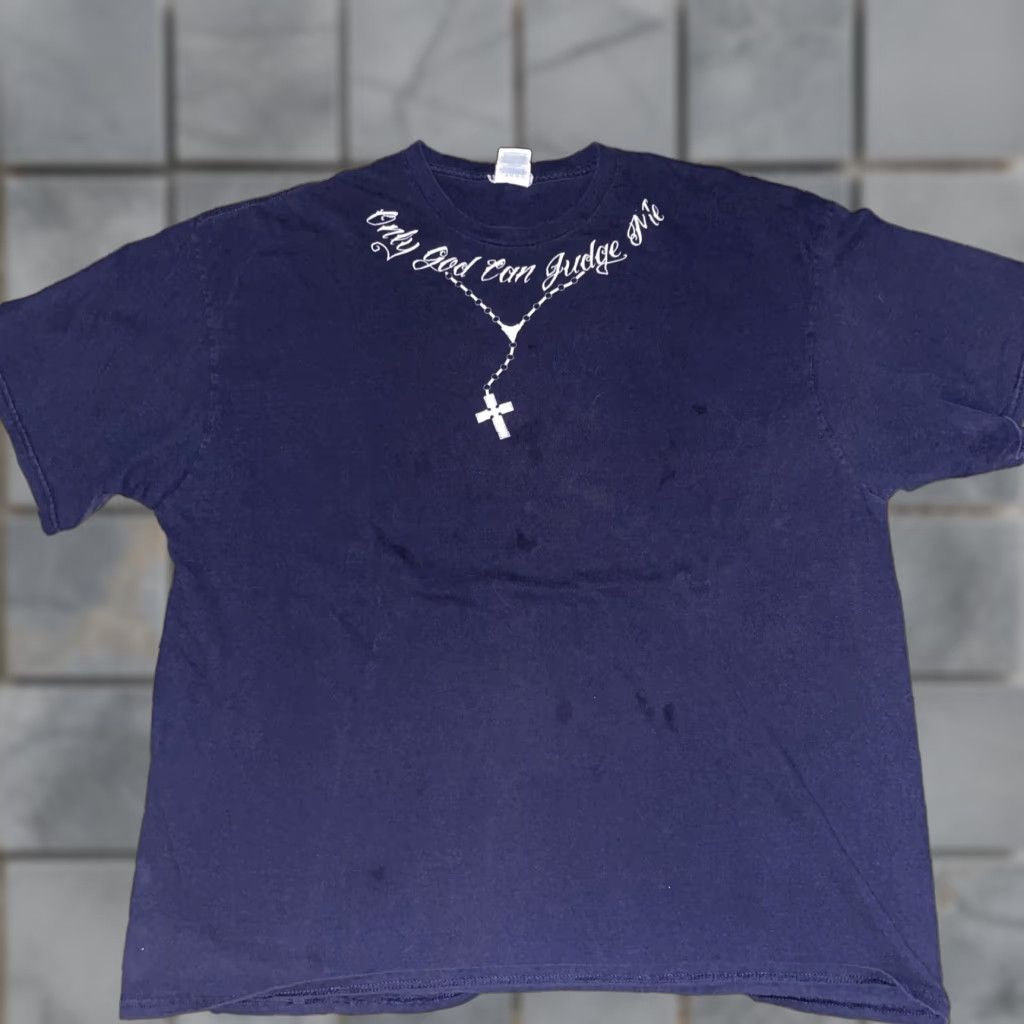 Vintage Tupac T-Shirt Only God Can Judge Me Black 2XL Men Vintage Y2K Delta Pro Size US XXL / EU 58 / 5 - 1 Thumbnail