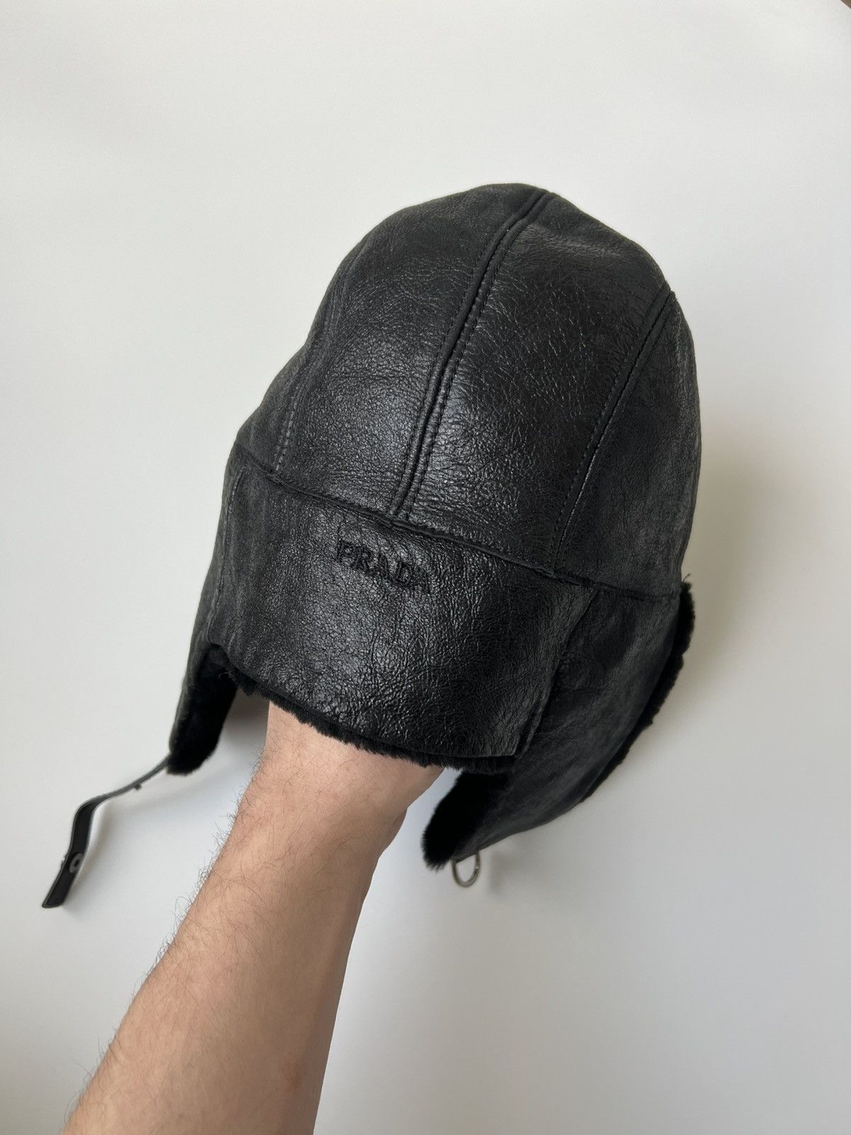 Prada Prada Leather Fur Shearling Hat Size ONE SIZE - 3 Thumbnail
