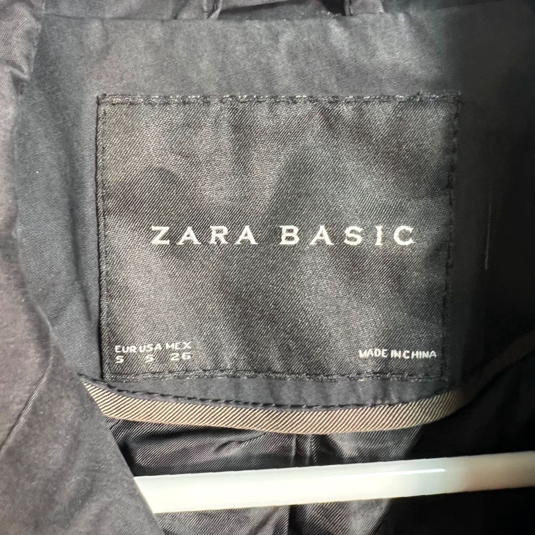 Zara Zara Basic Womens Black Trench Coat Size Small Double Breasted Cotton Blend Size S / US 4 / IT 40 - 3 Thumbnail