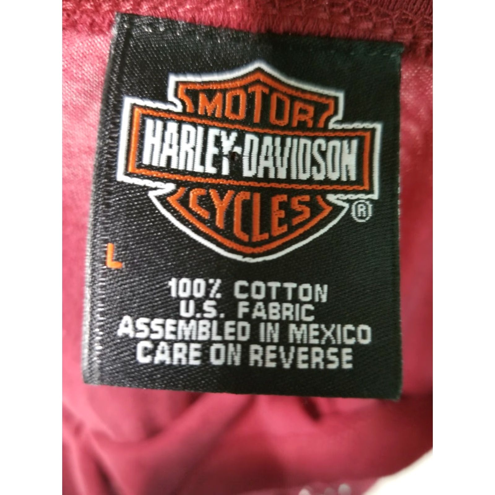 Harley Davidson Harley-Davidson Shirt Womens L Cropped 3/4 Sleeve Red Cotton Logo Lace 90s Female Shirt? Size L / US 10 / IT 46 - 5 Thumbnail