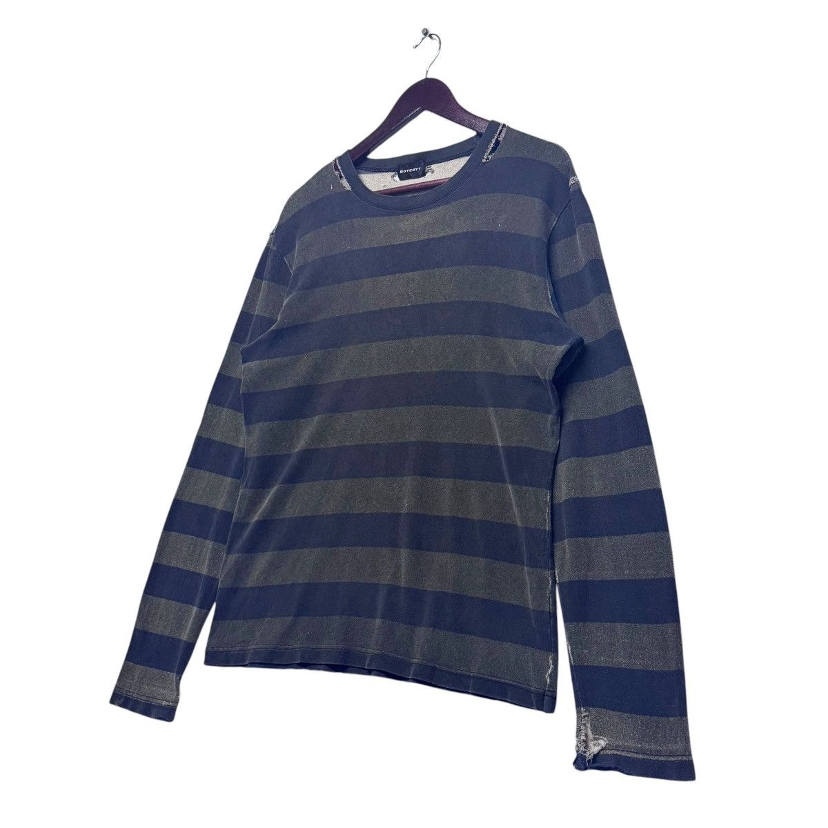 Distressed Thrashed Stripes Tee Shirt