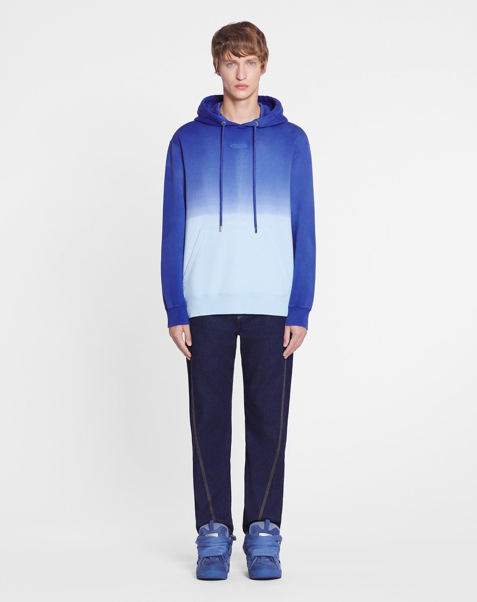 Lanvin o1mle0825 Oversized Hoodie With A Gradient Effect In Blue Size US M / EU 48-50 / 2 - 2 Thumbnail