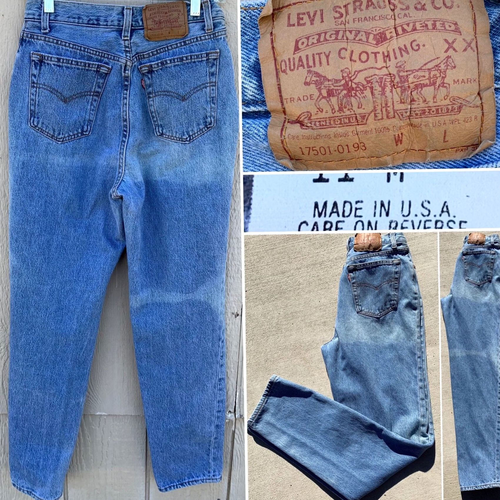 Levi's VINTAGE Levi's 501 Jeans Button Fly Made In USA 90s 28 in Waist 11 M Blue Denim Jeans Boys Mens Womens Girls Size 32" / US 10 / IT 46 - 7 Thumbnail