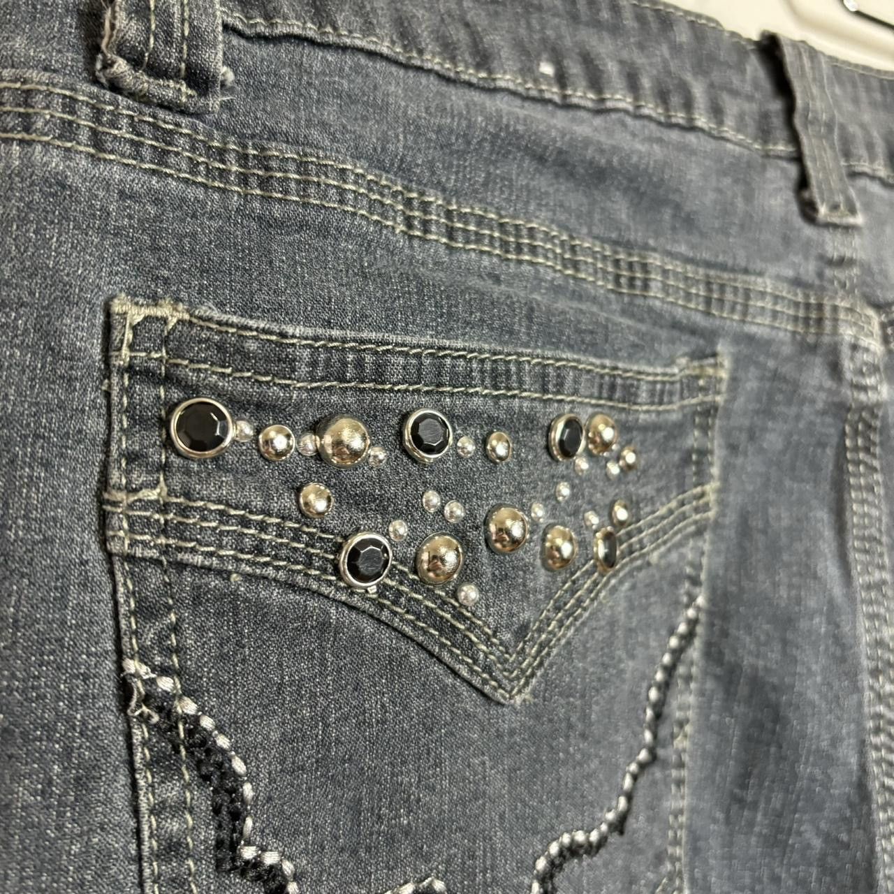 Vintage Vintage Y2K Faded Blue Studded Flare Bootcut Denim Jeans Size US 31 - 6 Thumbnail