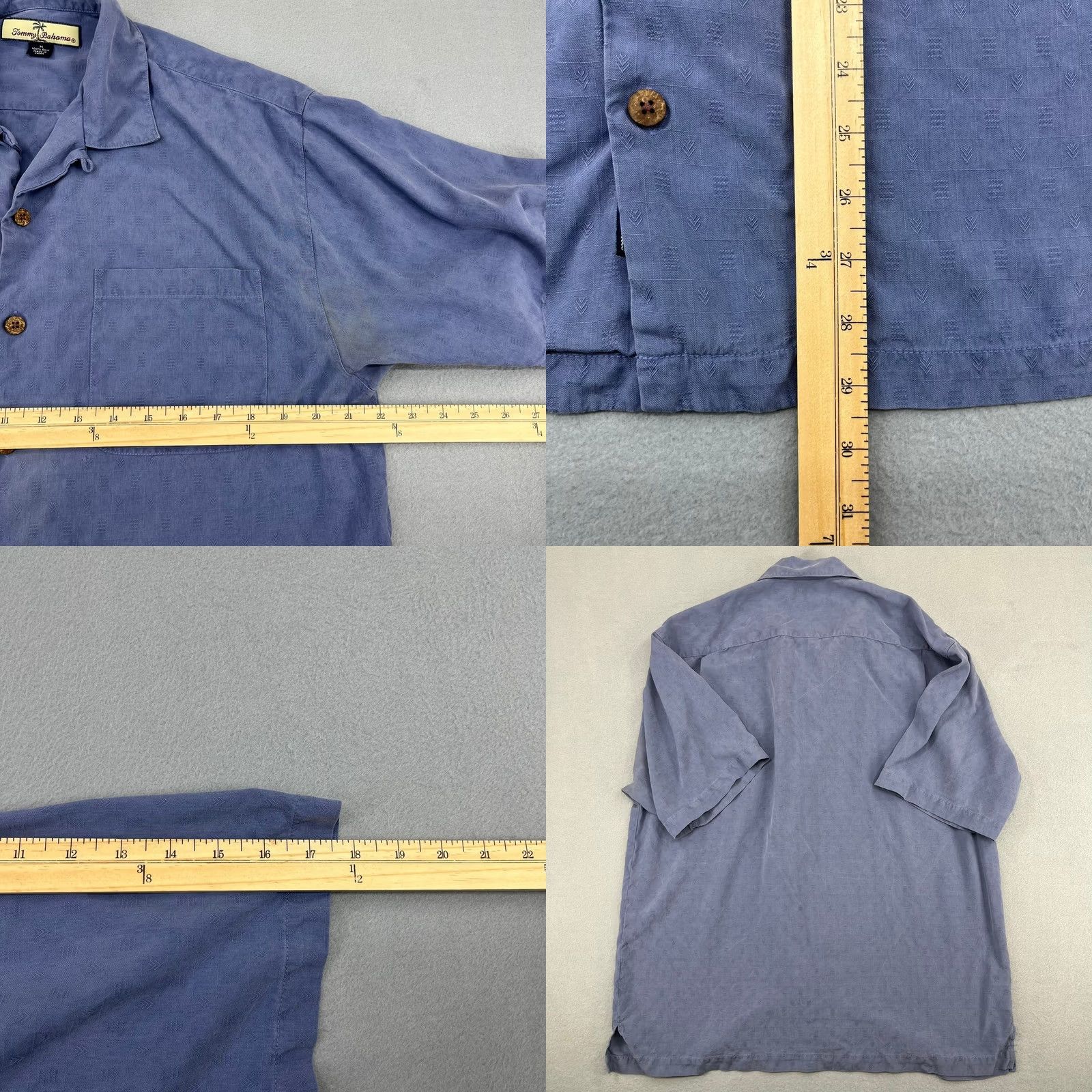 Tommy Bahama Tommy Bahama Shirt Mens Medium Silk Camp Shirt Blue Grey Geometric Jacquard Button-Down Casual Summer Size US M / EU 48-50 / 2 - 8 Thumbnail