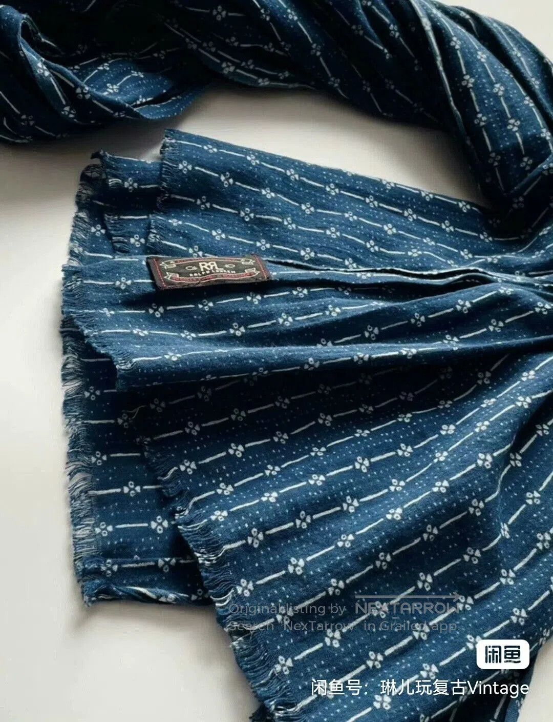 RRL Ralph Lauren RRL Indigo Cat Claw Stripe Scarf. Size ONE SIZE - 2 Thumbnail