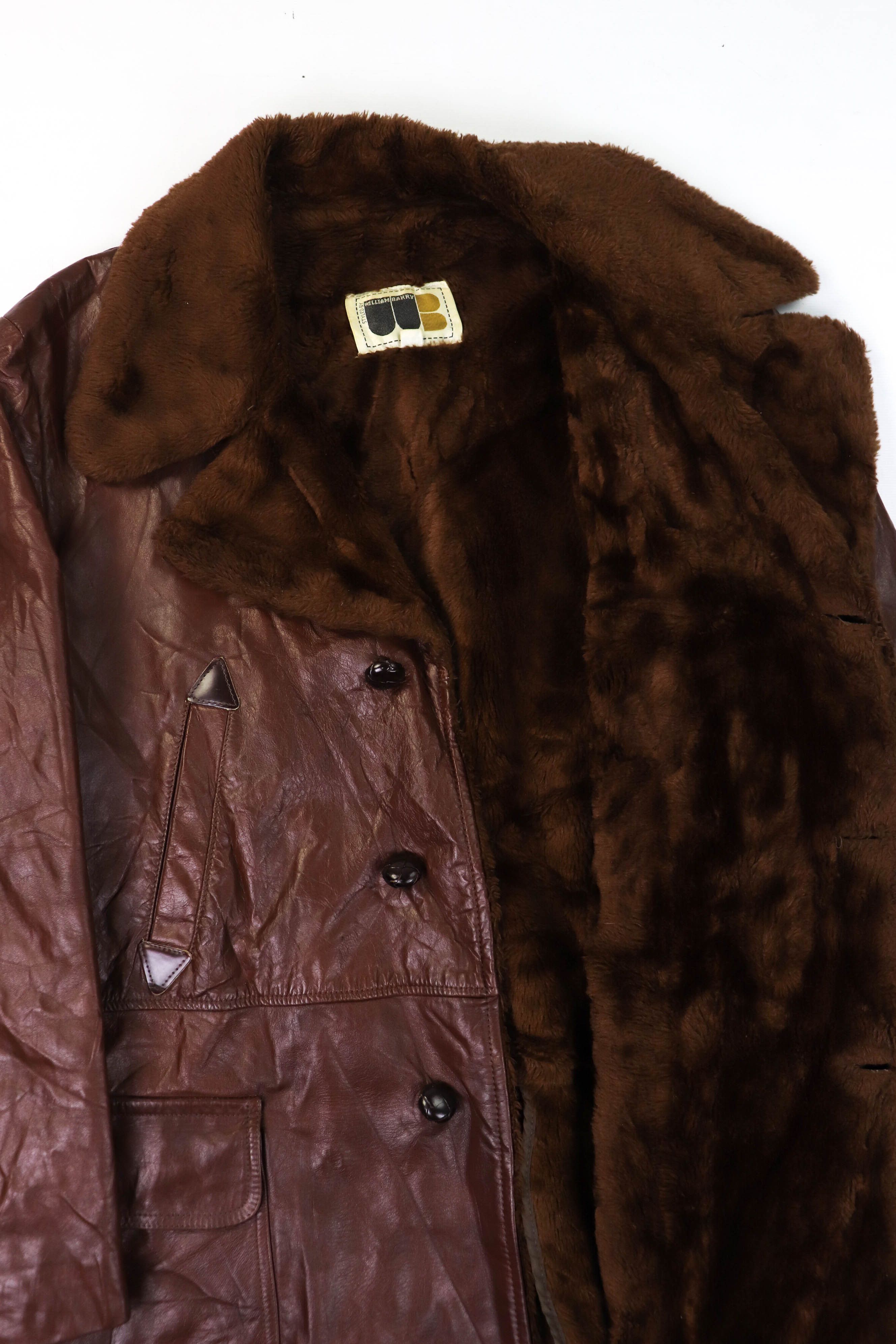 Vintage Vintage William Barry Choco Brown Leather Acrylic Pile Coat Size US L / EU 52-54 / 3 - 8 Thumbnail
