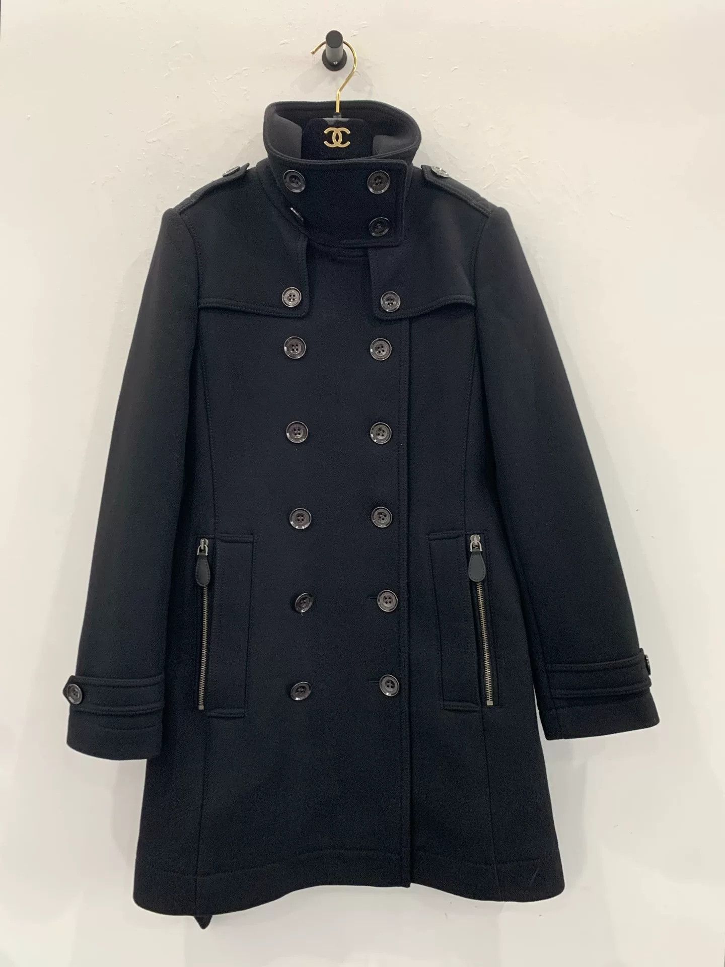 Burberry Burberry Black Wool Trench Coat Women Size US M / EU 48-50 / 2 - 1 Thumbnail