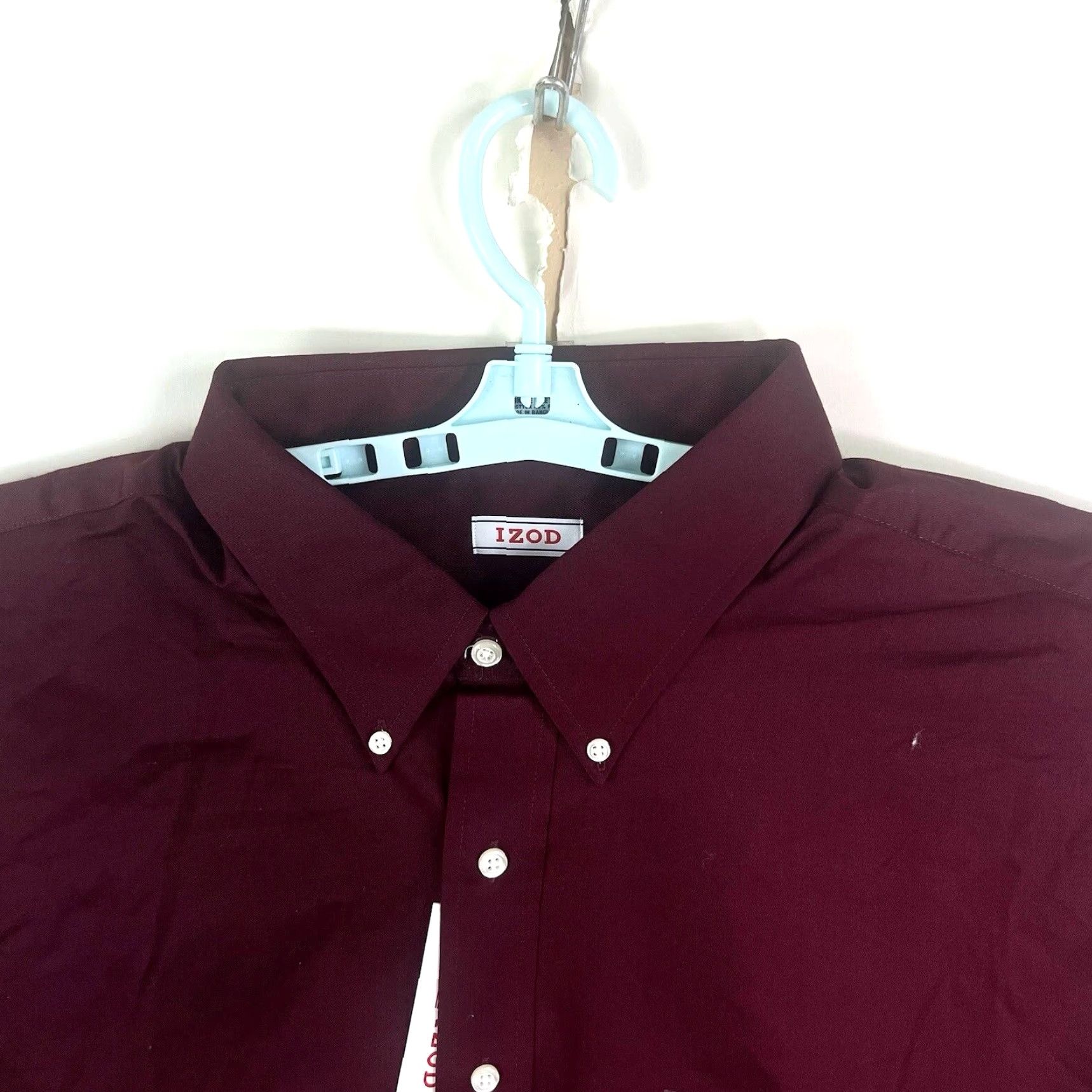Izod IZOD Button-Up Shirt Mens Reg Fit Burgundy 19/34 Big & Tall Red Collared Long Sleeve NWT Size US XXL / EU 58 / 5 - 2 Thumbnail