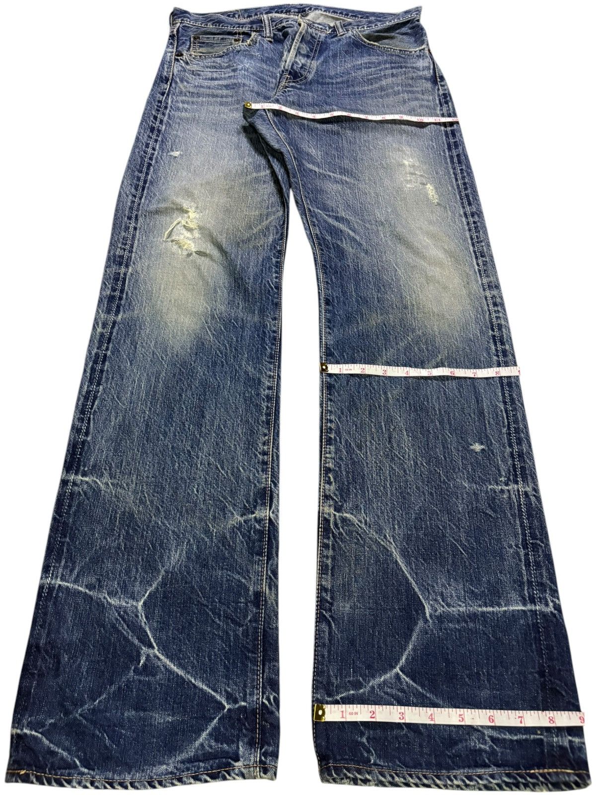 Johnbull Vintage Johnbull Selvedge Mud Wash Distress Baggy Jeans Size US 32 / EU 48 - 13 Thumbnail