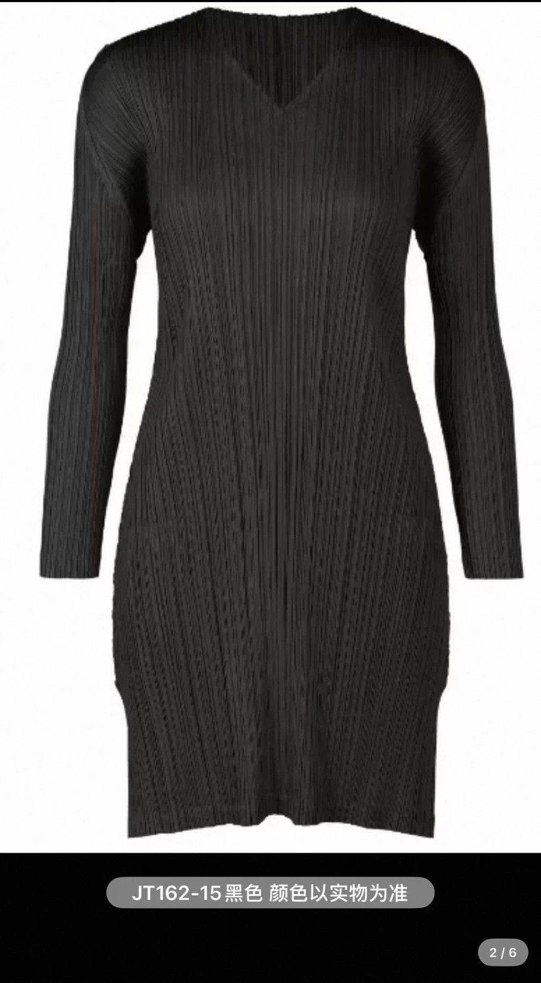 Issey Miyake Issey Miyake size:3 Black pleated long-sleeved dress Size M / US 6-8 / IT 42-44 - 2 Thumbnail