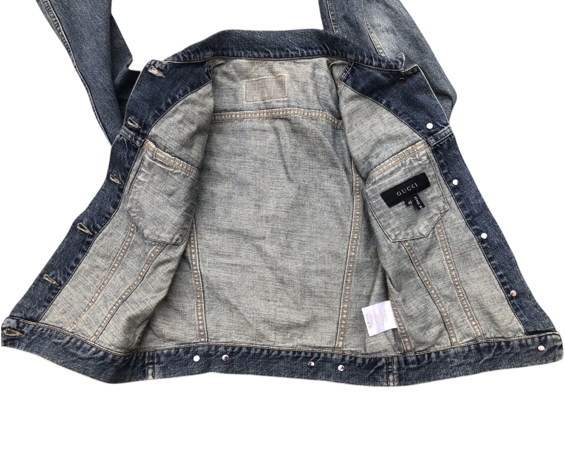 Gucci 💯Vintage GUCCI TOM FORD 00s Blue Cropped Denim Jacket Shirt Size S / US 4 / IT 40 - 11 Thumbnail