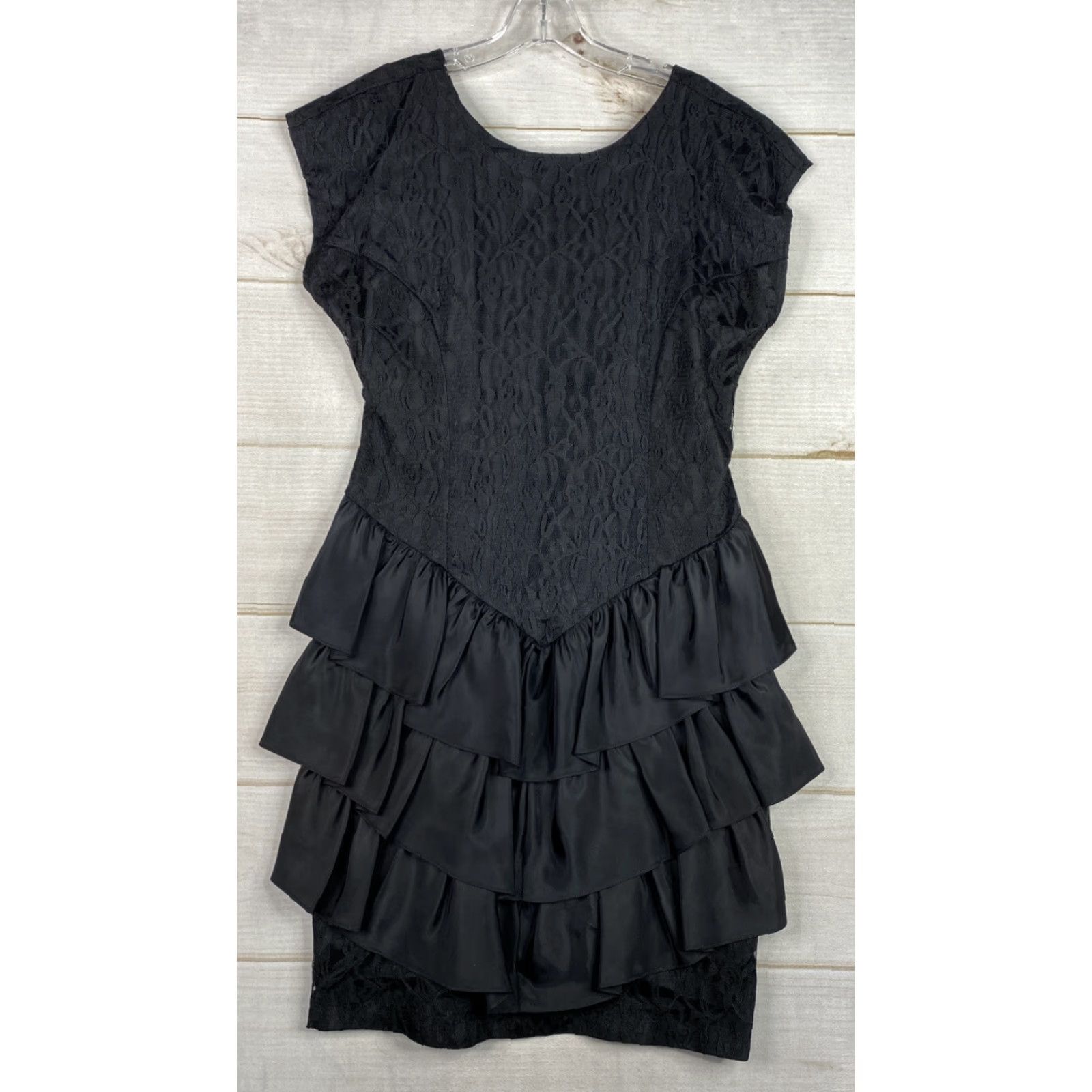 Vintage VINTAGE Jackie O! Dress Womens Jr Sz 13 Black Lace Cocktail Shirt Dress Decade Unknown Art Deco Vintage Womens 13 Black Lace Dress Jackie O! Size XL / US 12-14 / IT 48-50 - 2 Thumbnail