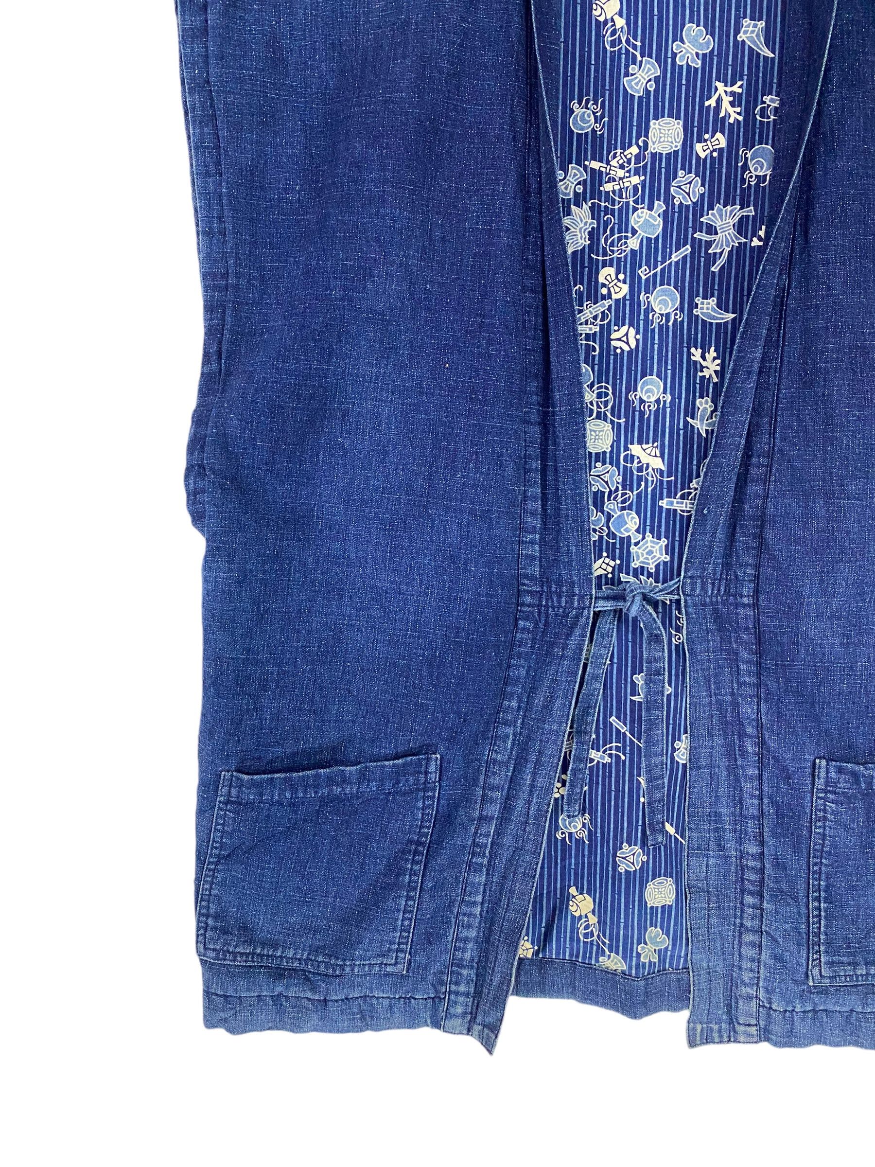 90s Sasakuro Gensho natural cotton indigo hanten denim vest