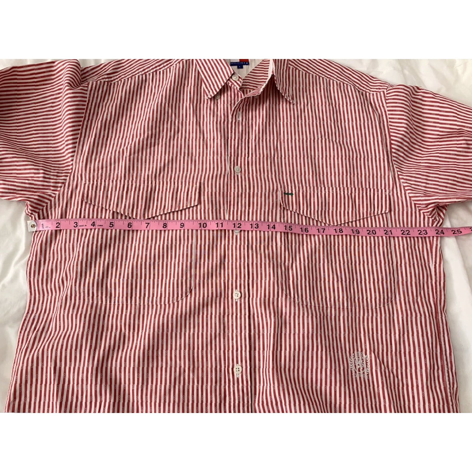 Tommy Hilfiger VTG Tommy Hilfiger Long Sleeve Shirt Mens Large Red 90s Button-Front Striped Shirt Size US L / EU 52-54 / 3 - 5 Thumbnail