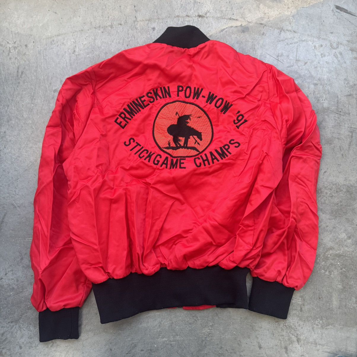 Vintage Vintage 80s Satin embroidered Stick Games Jacket Size US L / EU 52-54 / 3 - 4 Thumbnail