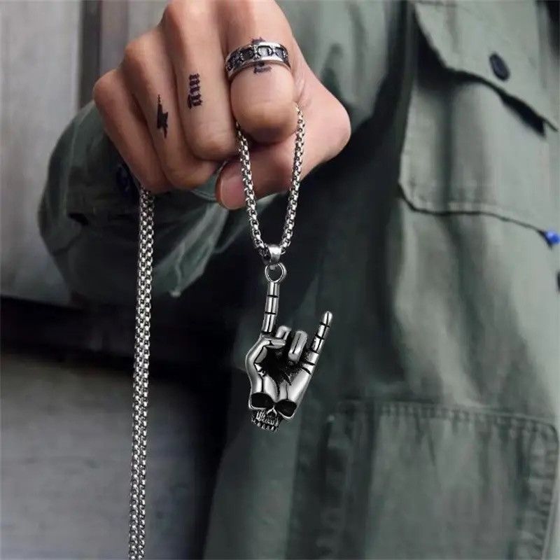 Handmade Rock Love You Metal Gesture Pendant Necklace Size ONE SIZE - 1 Thumbnail